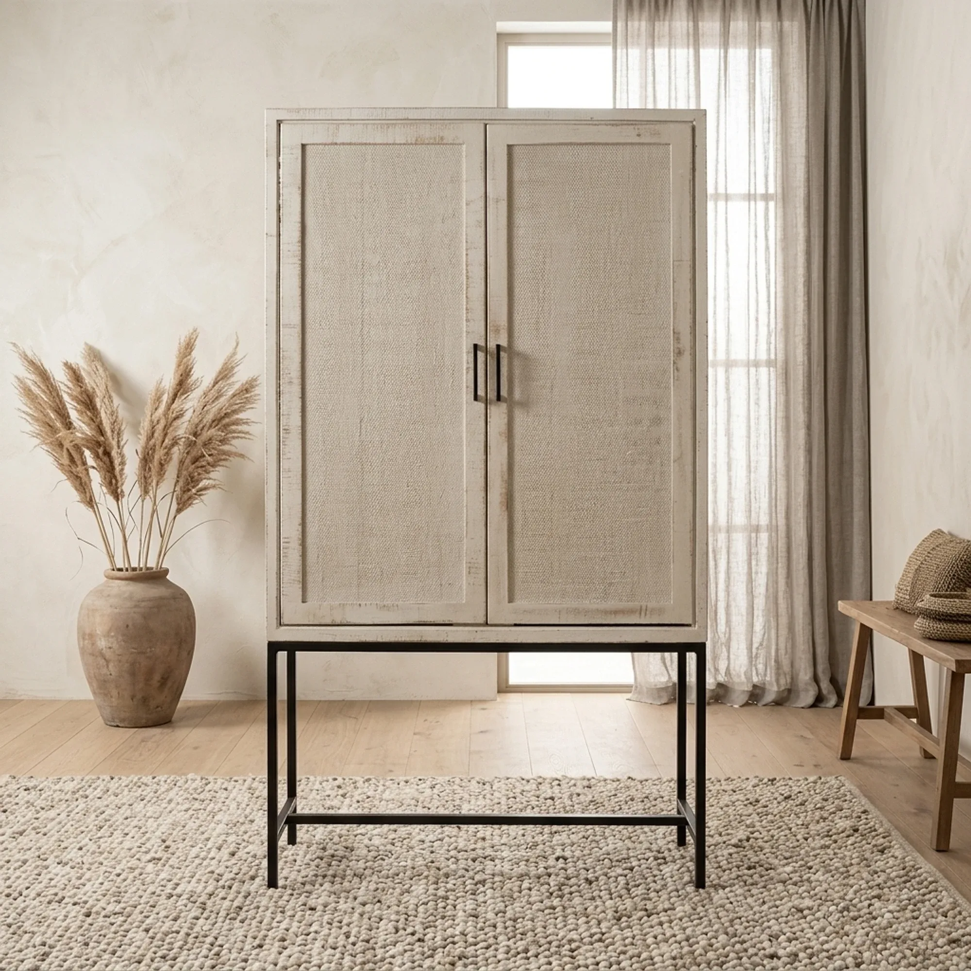 Opbergkast Carini gebroken wit 110 cm - Tower Living