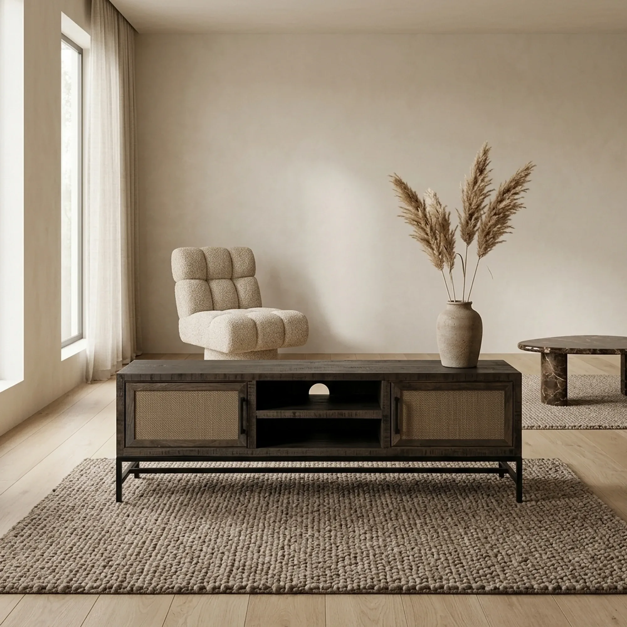 TV-meubel Carini zwart 160 cm - Tower Living