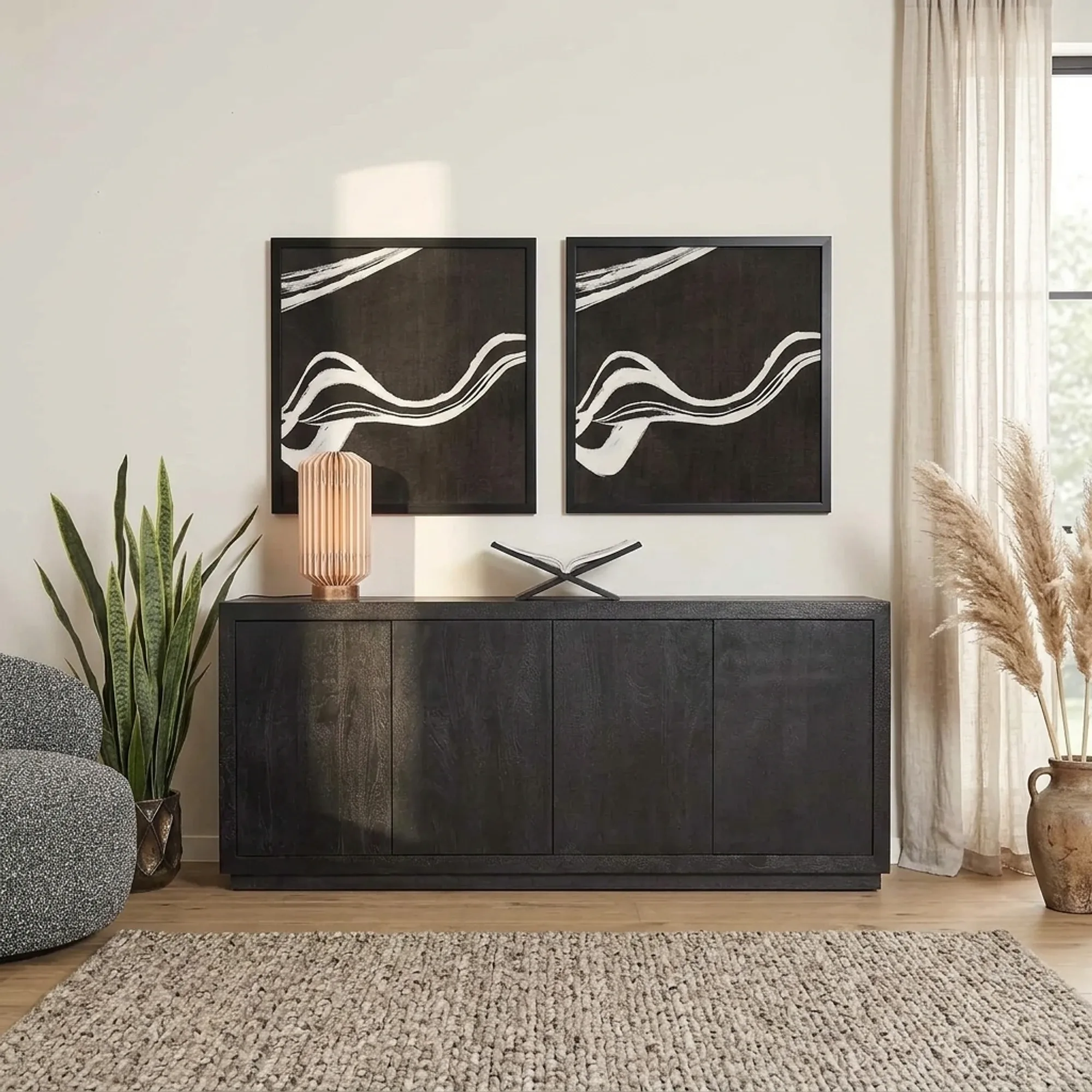 Dressoir Brussel Zwart Mangohout 200 cm - Starfurn
