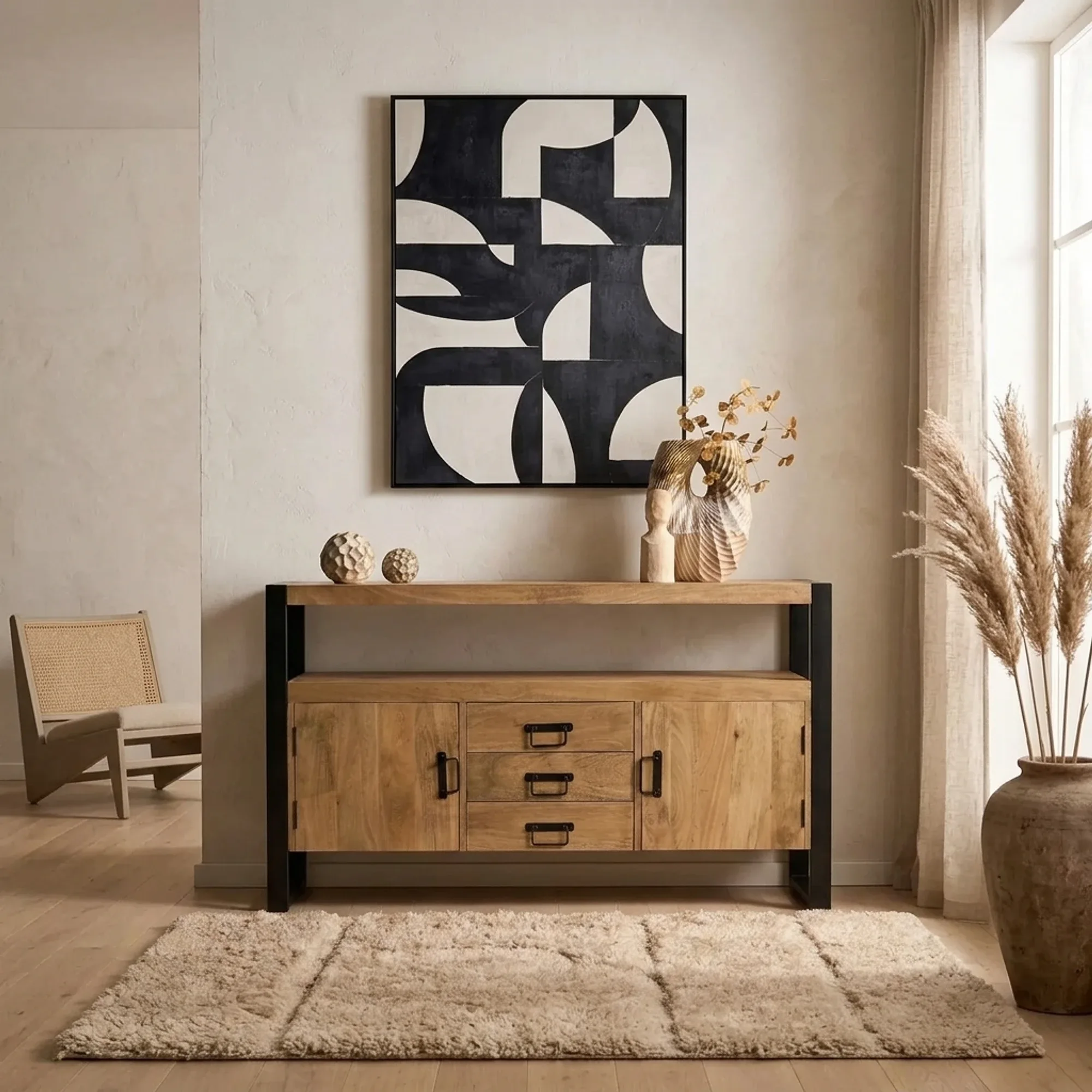 Dressoir Naturel Mangohout 135 cm - Starfurn