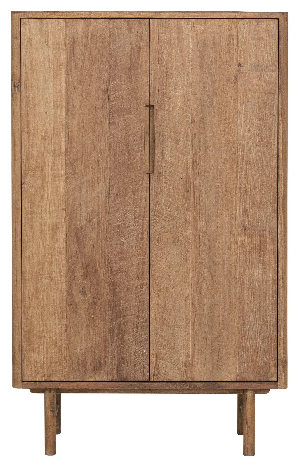 Kast Bliss laag, een houten opbergkast met twee deuren en ingefreesde handgrepen op een witte achtergrond - DTP Home