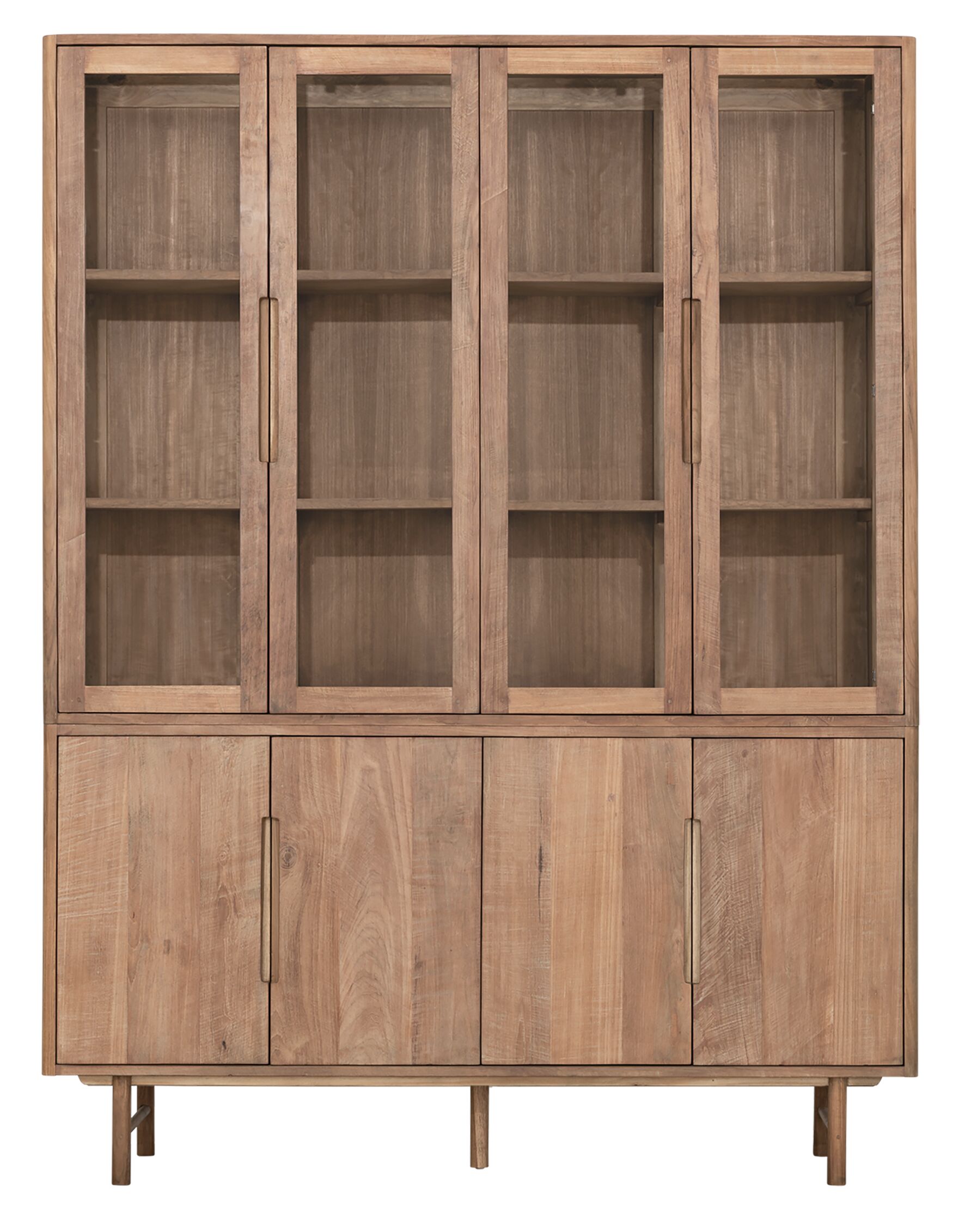 De Vitrinekast Bliss medium in een lichte woonkamer met een vloerkleed en een vaas met pluimen - DTP Home - Naturel,Bruin