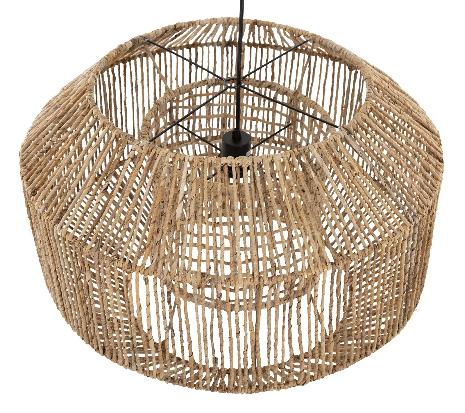 De Hanglamp Soller van MUST Living, een close-up van de geweven kap op een witte achtergrond