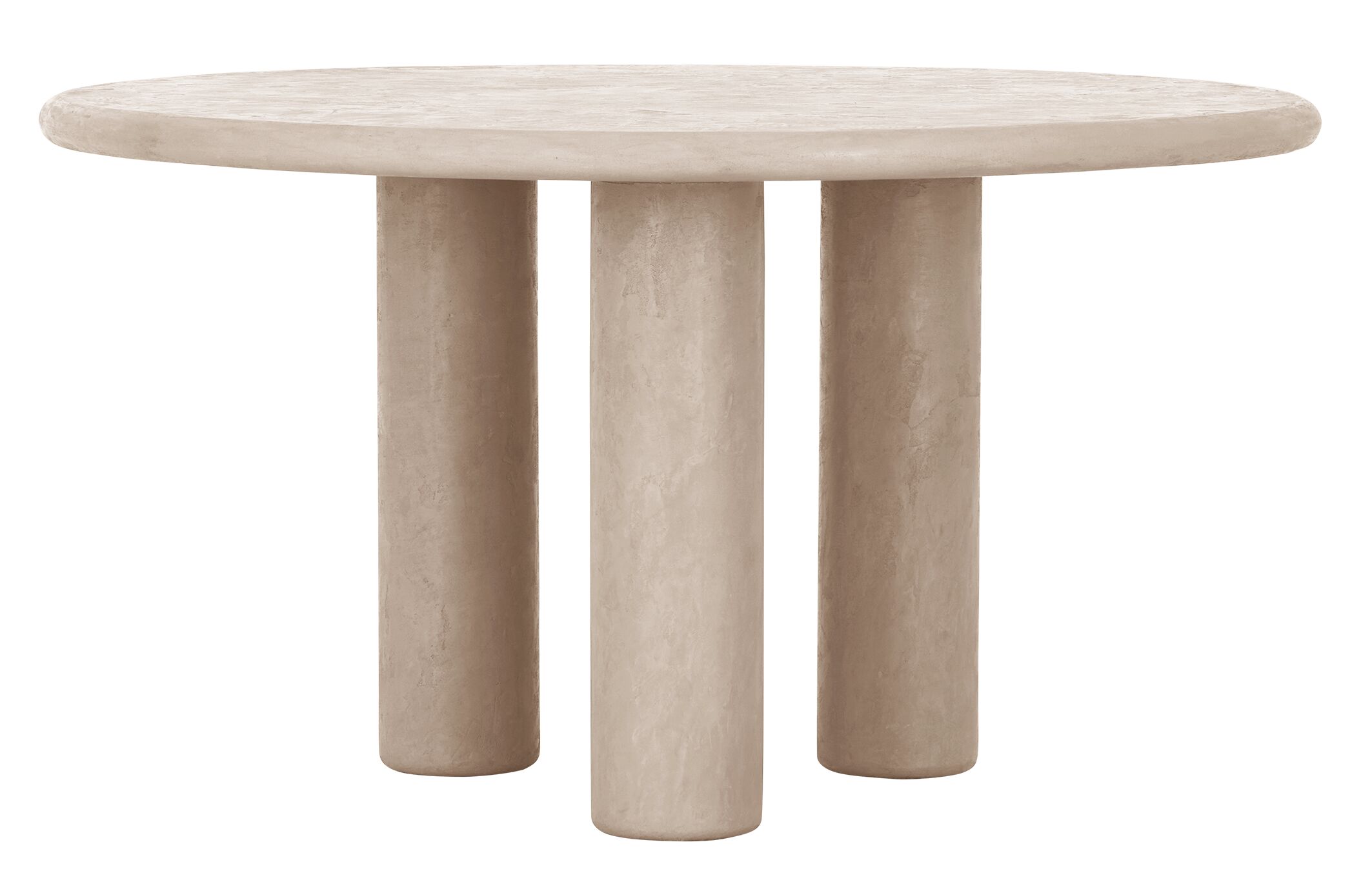 Esstisch Clio rund in einem Esszimmer mit Stühlen, Teppich, Wandkunst und Dekoration - DTP Home - Sand