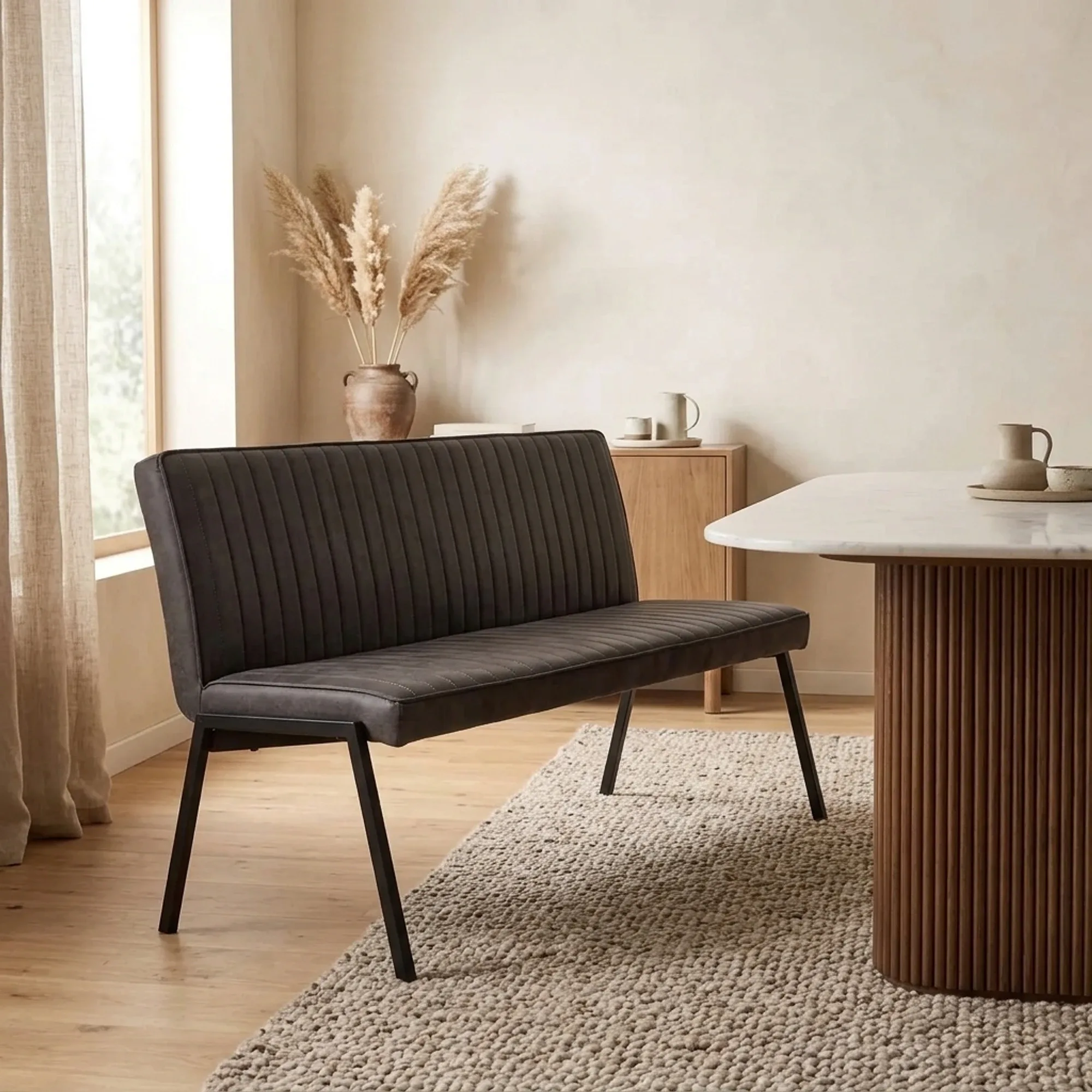 Eetkamerbank Tivoli Bull | 155 cm | Antraciet