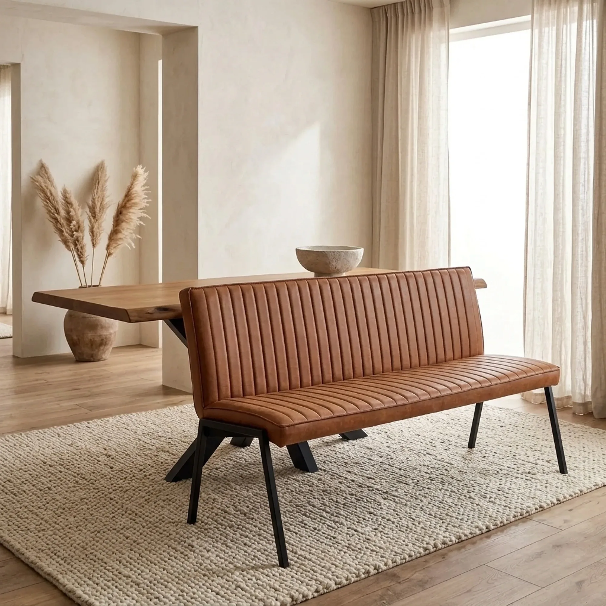 Eetkamerbank Tivoli Bull | 185 cm | Cognac