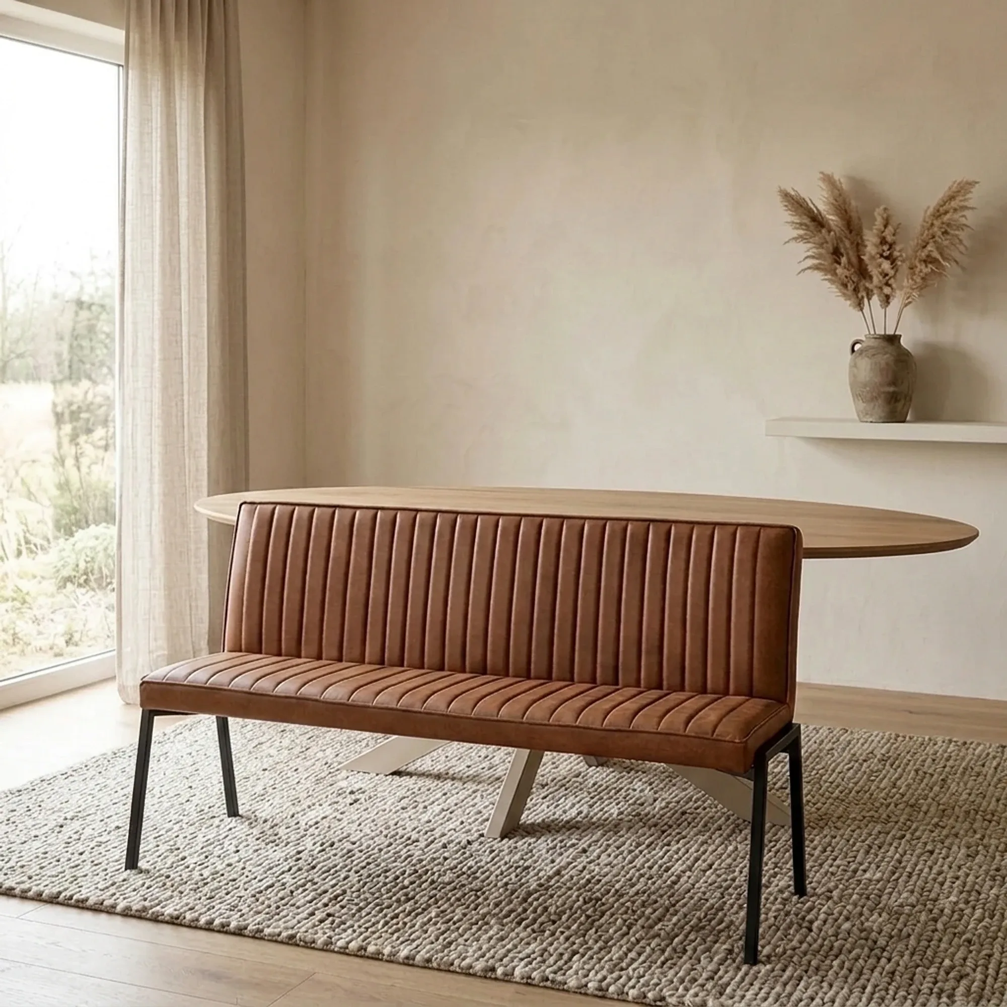 Eetkamerbank Tivoli Bull | 155 cm | Cognac