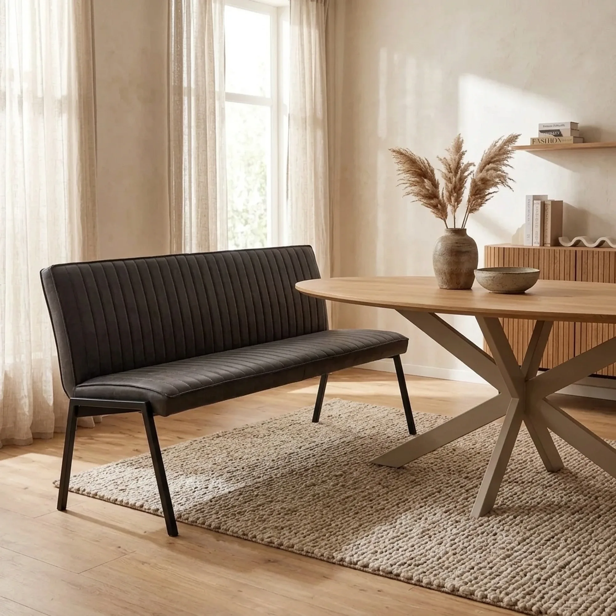 Eetkamerbank Tivoli Bull | 185 cm | Antraciet