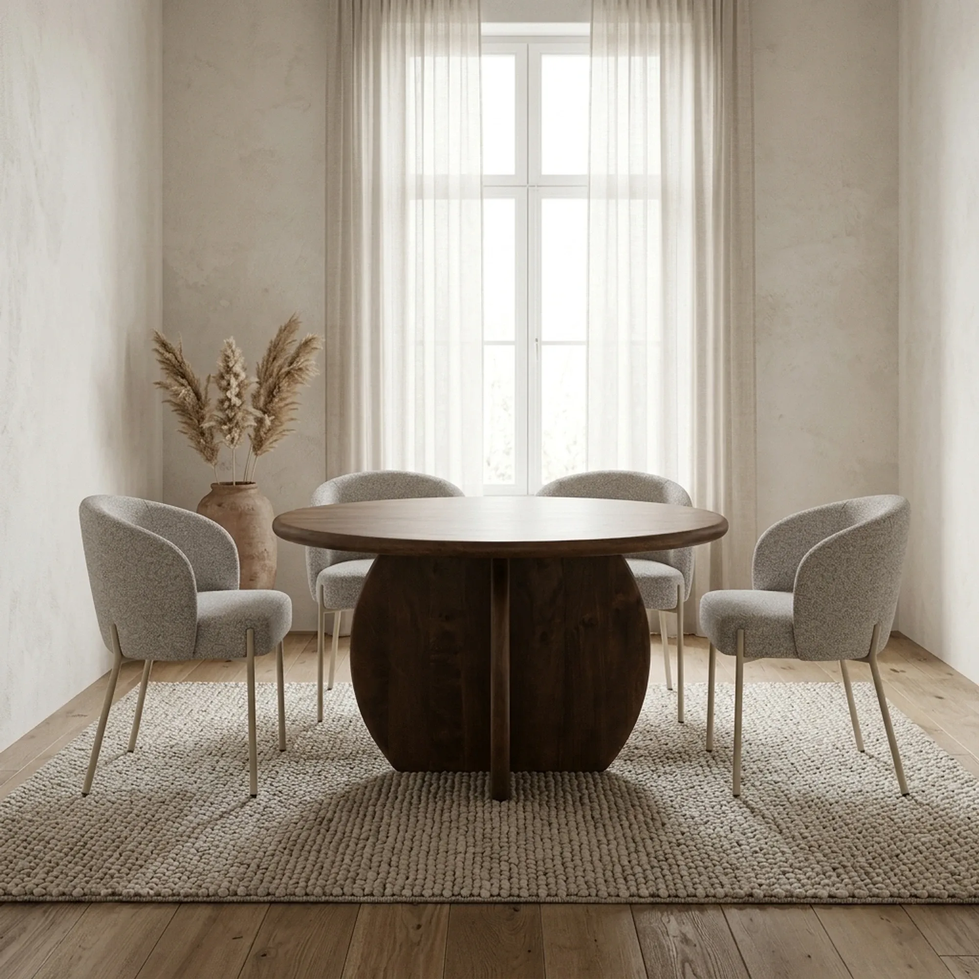 Dining Table Ø130, Mango Brown Walnut, Belly Table Collection - My Sons
