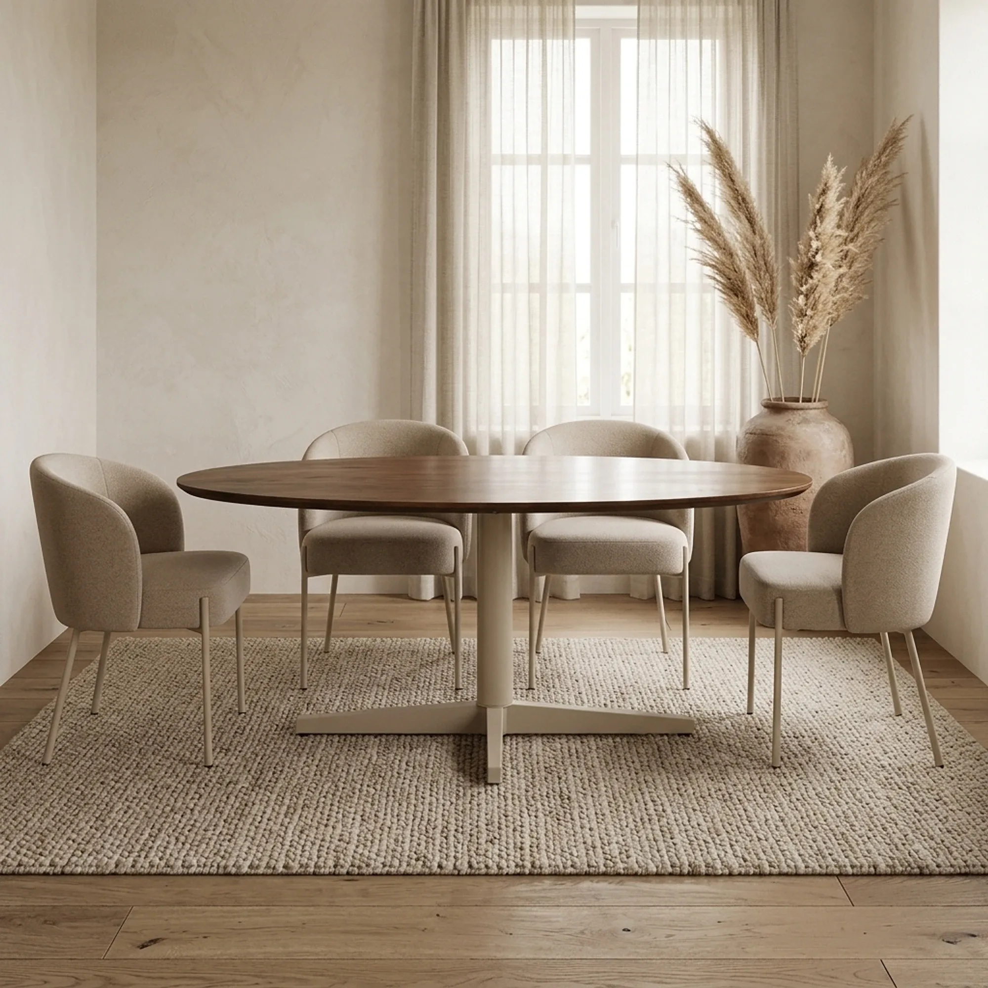 Dining table 190, oval, leg Beige, Mango Brown Walnut - My Sons