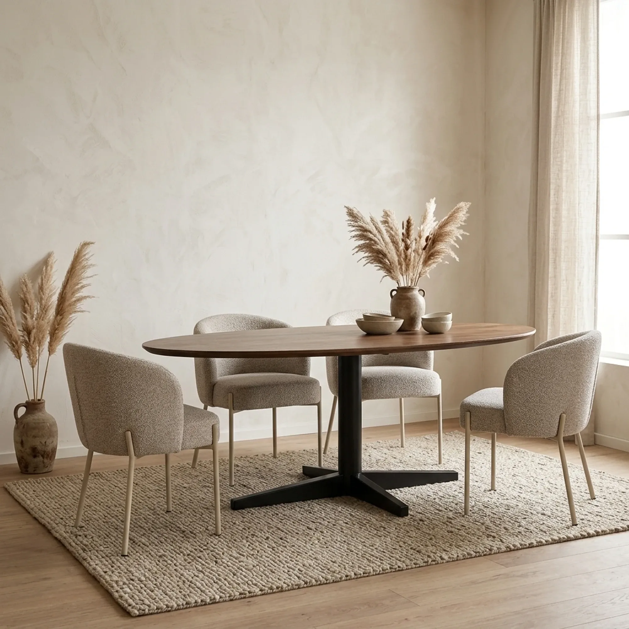 Dining table 190, oval, Black leg, Mango Brown Walnut - My Sons