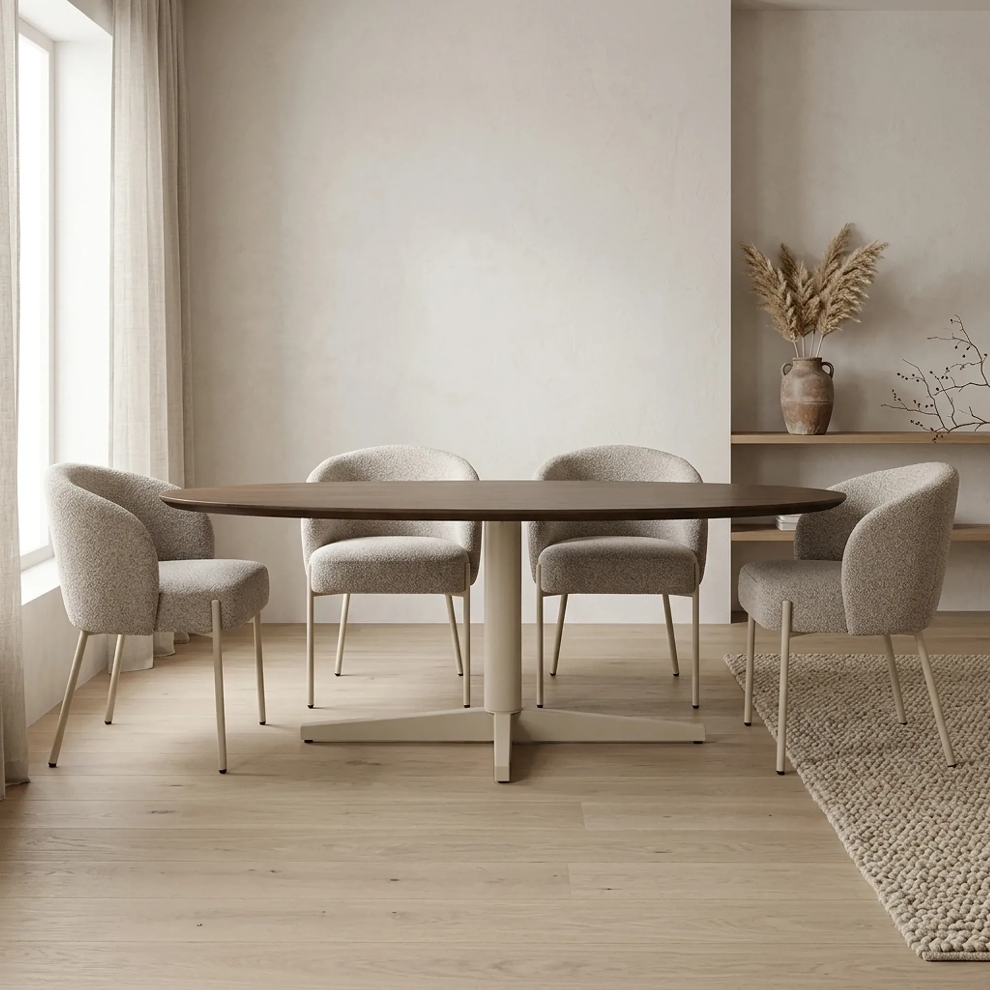 Dining table 220, organic, leg Beige, Mango Brown Walnut - My Sons