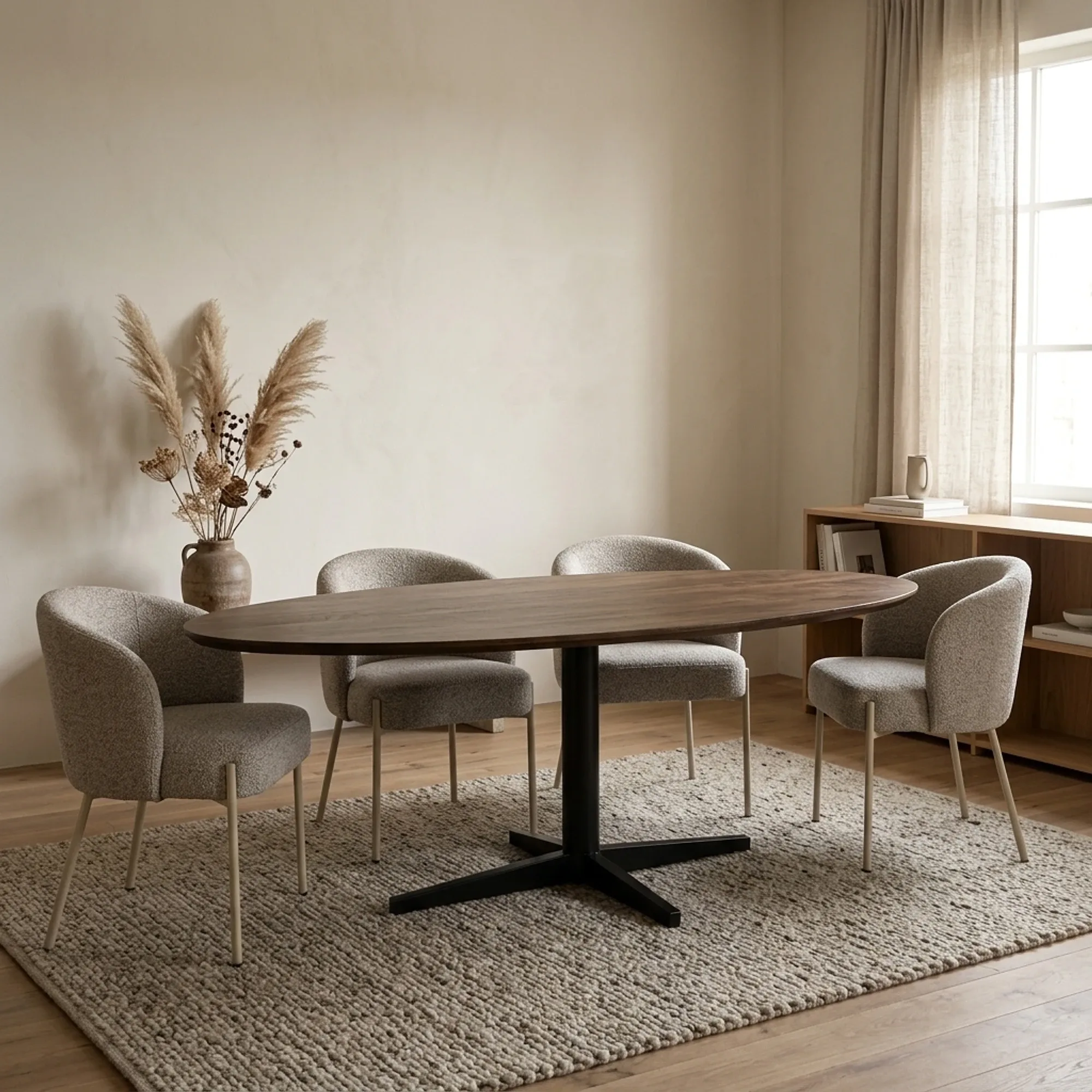 Dining table 220, oval, Black leg, Mango Brown Walnut - My Sons