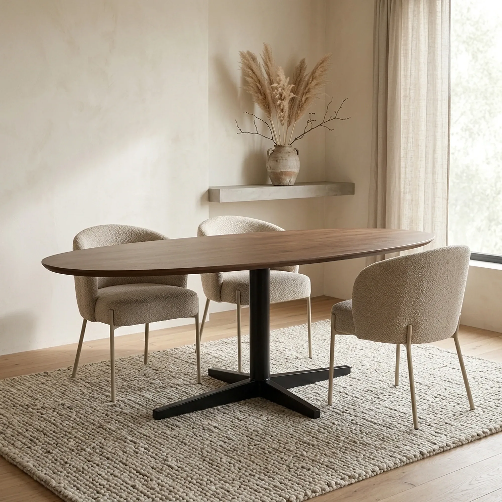 Dining Table 240, organic, Black leg, Mango Brown Walnut - My Sons