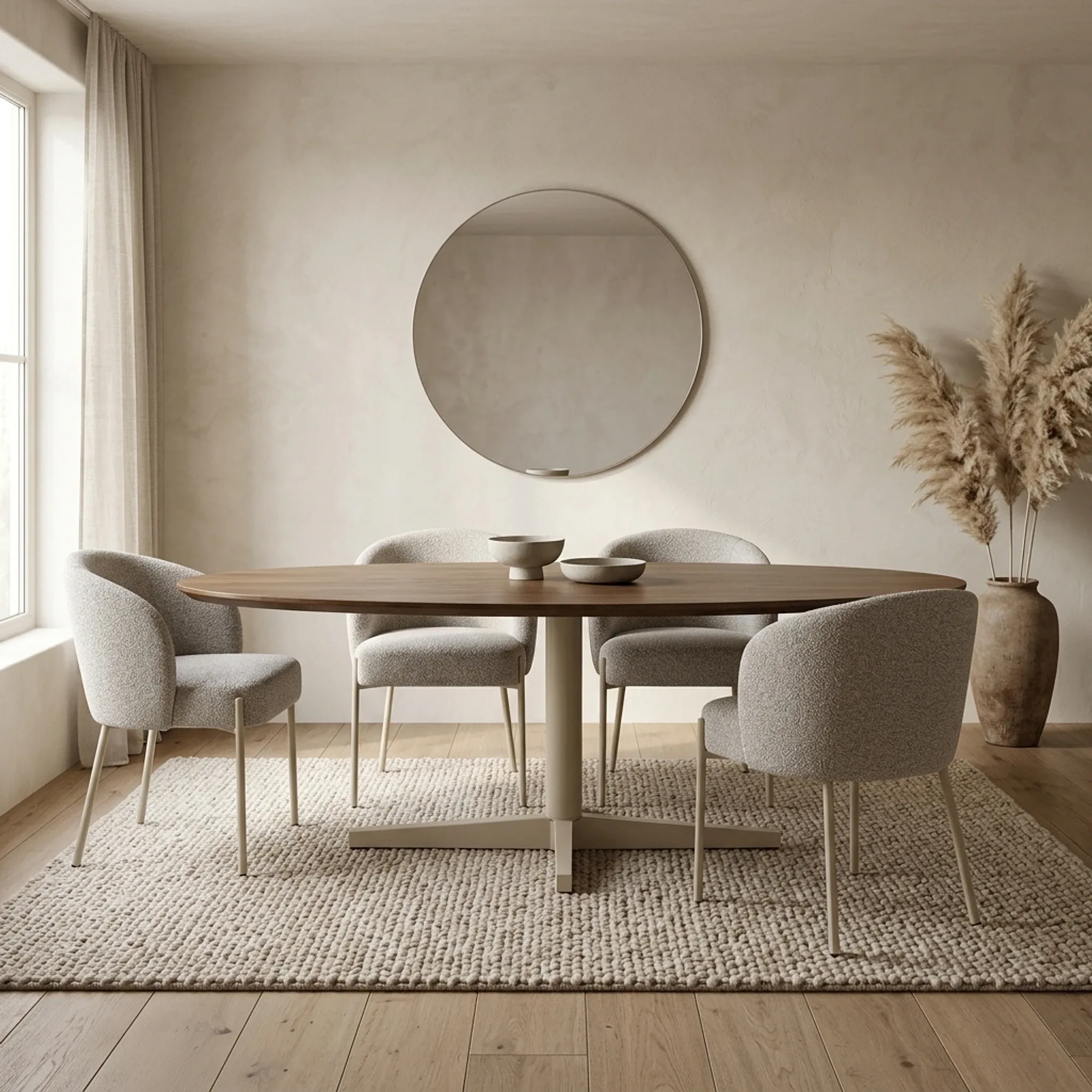 Dining table 240, oval, Beige leg, Mango Brown Walnut - My Sons