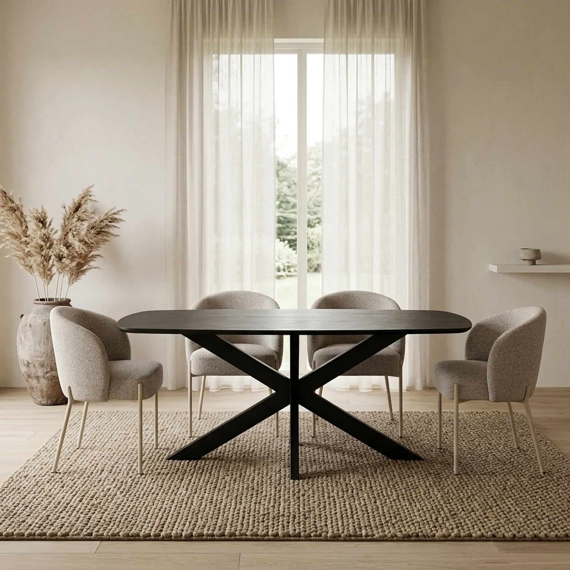 Danish Oval Dining Table 160, Acacia Black - My Sons