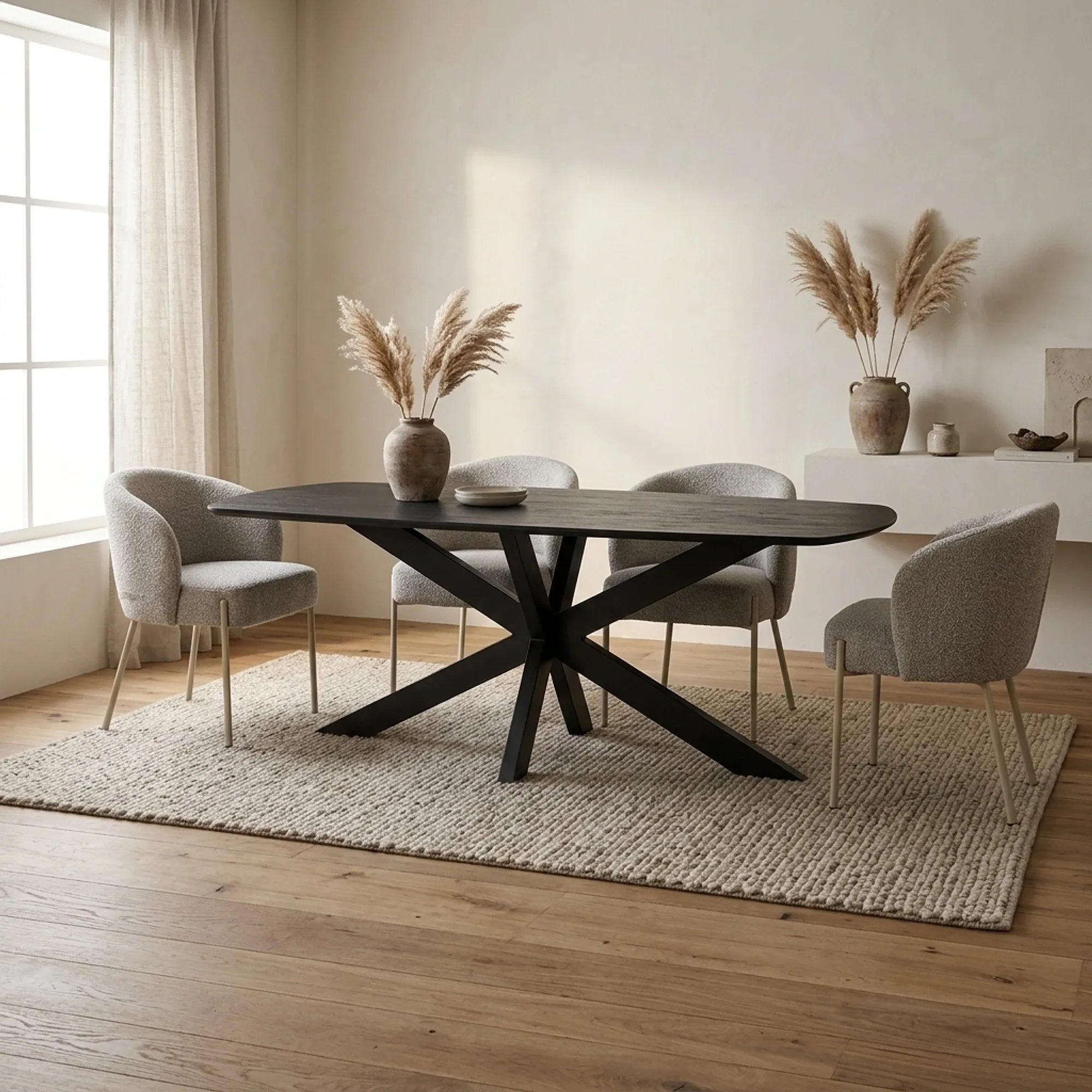 Danish Oval Dining Table 180, Acacia Black - My Sons