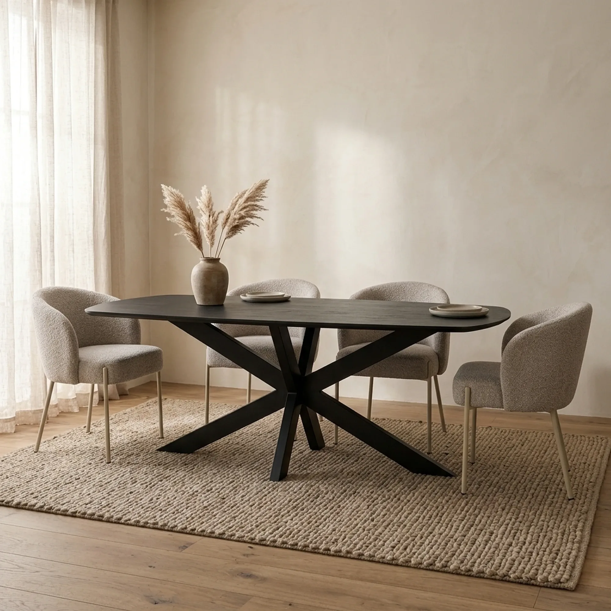 Danish Oval Dining Table 210, Acacia Black - My Sons