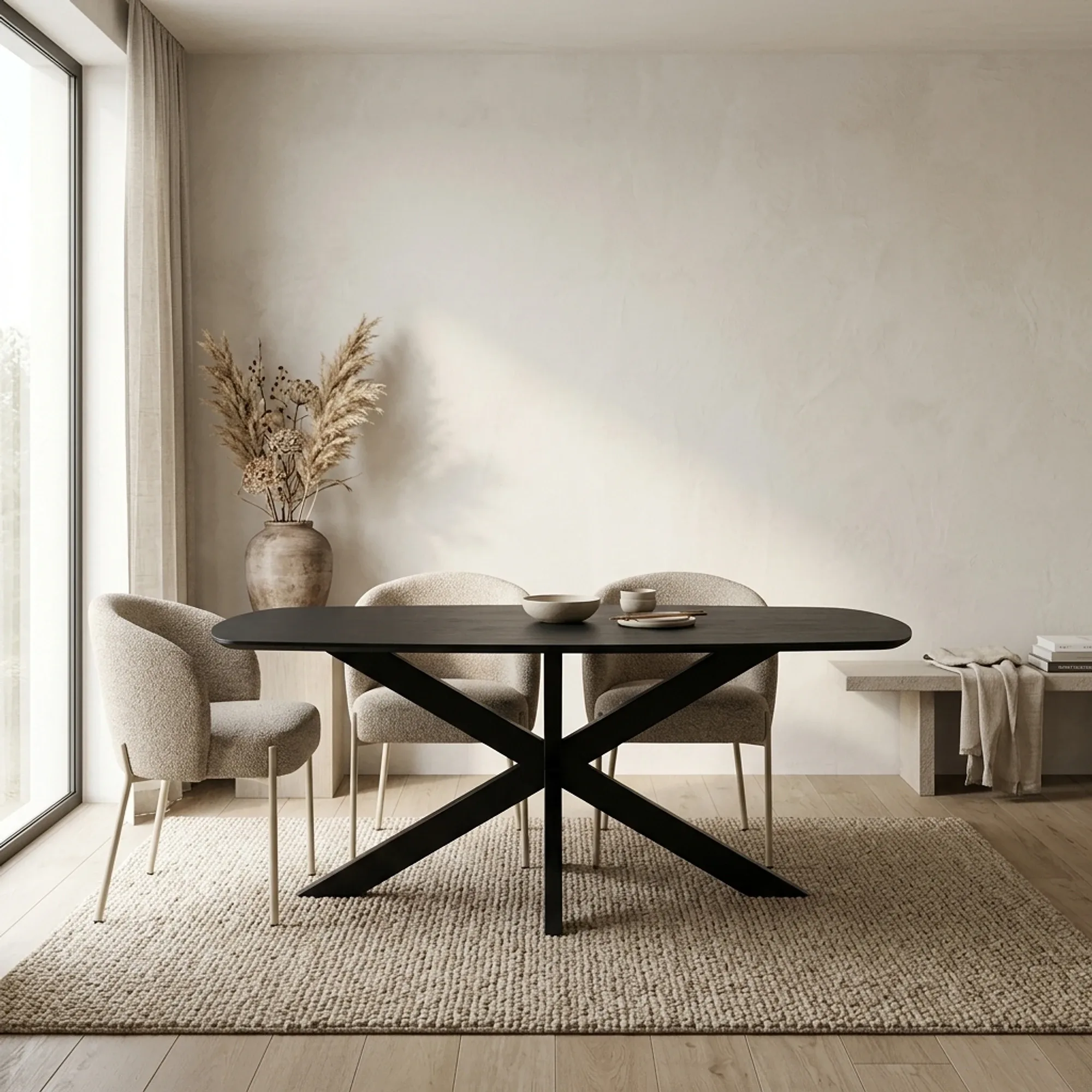 Danish Oval Dining Table 230, Acacia Black - My Sons
