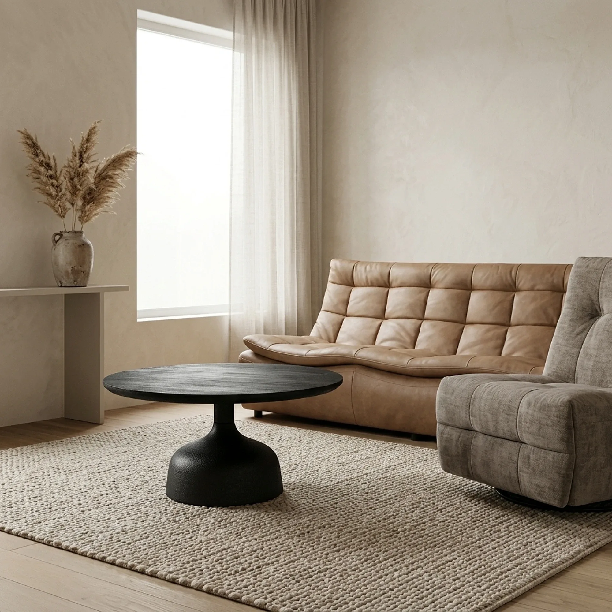 Salontafel Elba zwart rond 70 cm - Tower Living
