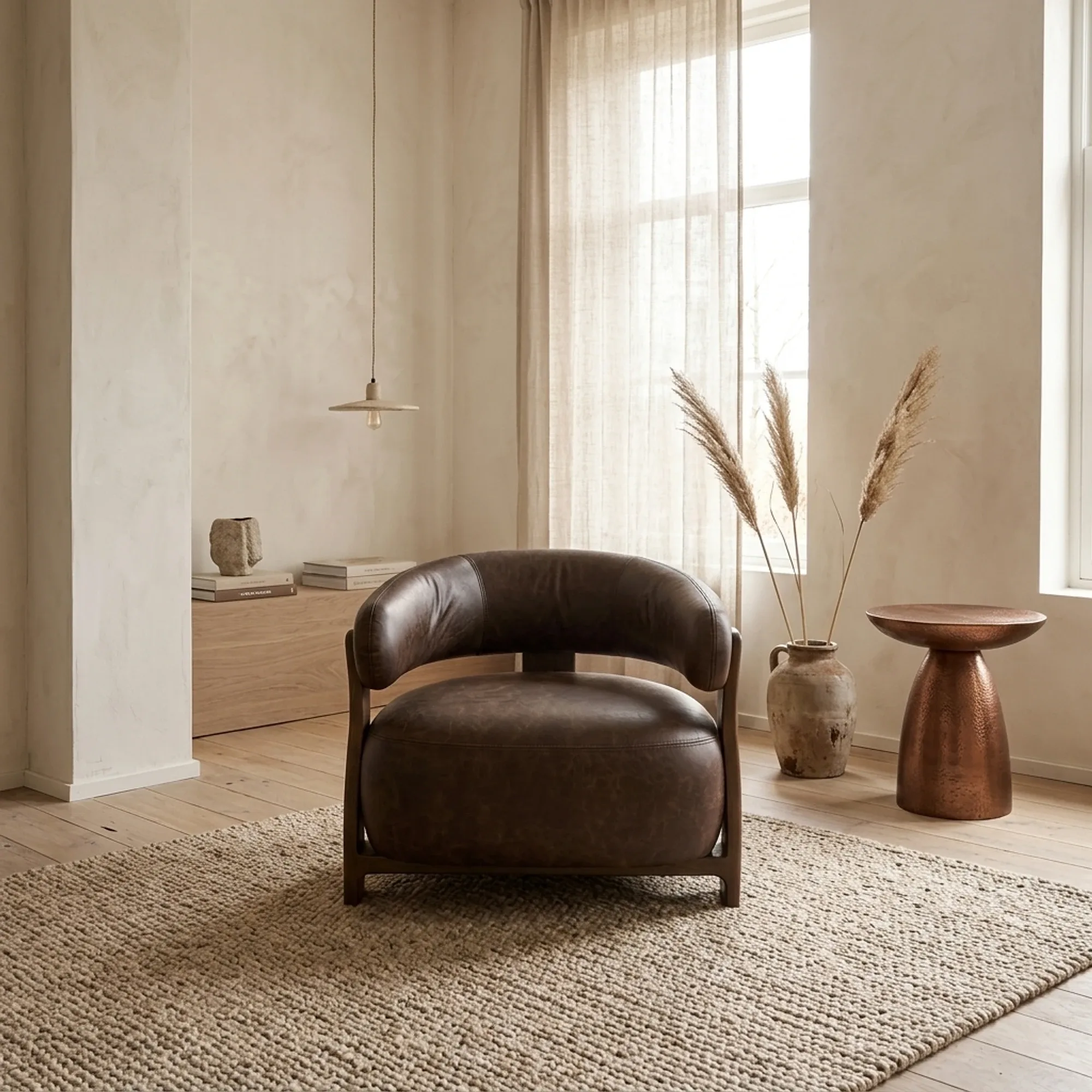Sessel Japandi Africa Leder Tabac