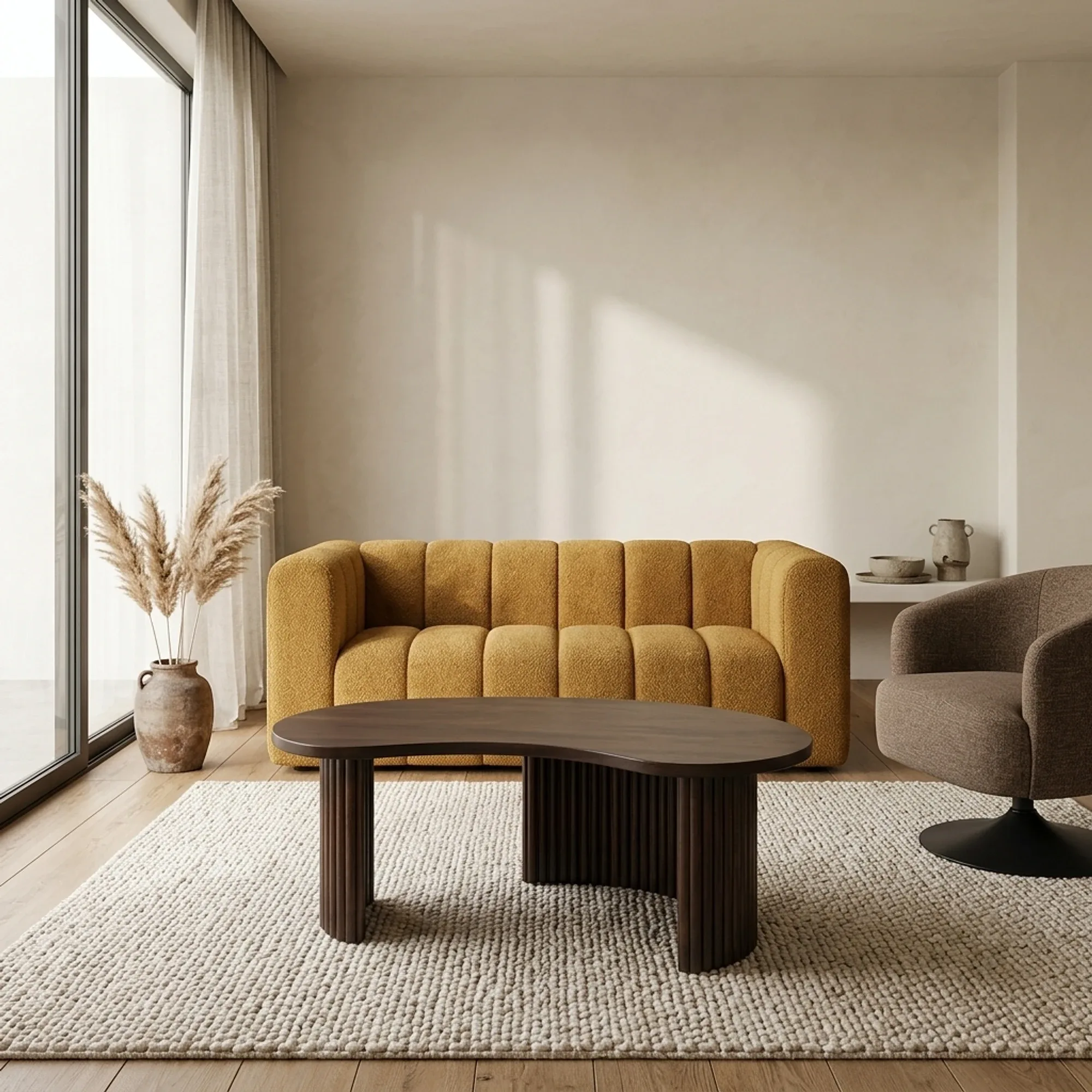 Salontafel Firenze 125 boon vorm Mango Brown Walnut - My Sons