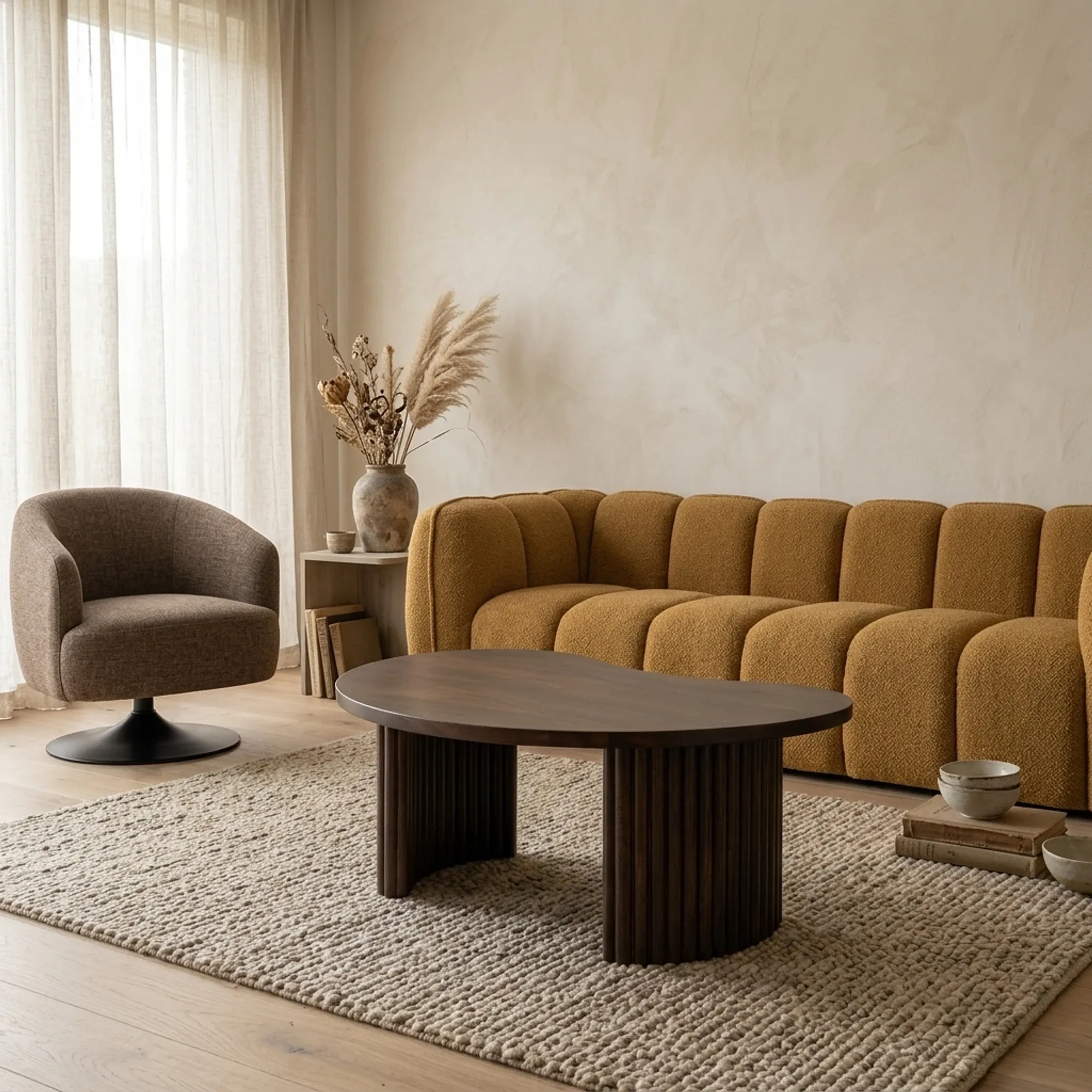 Coffee Table Firenze 85 bean shape Mango Brown Walnut - My Sons