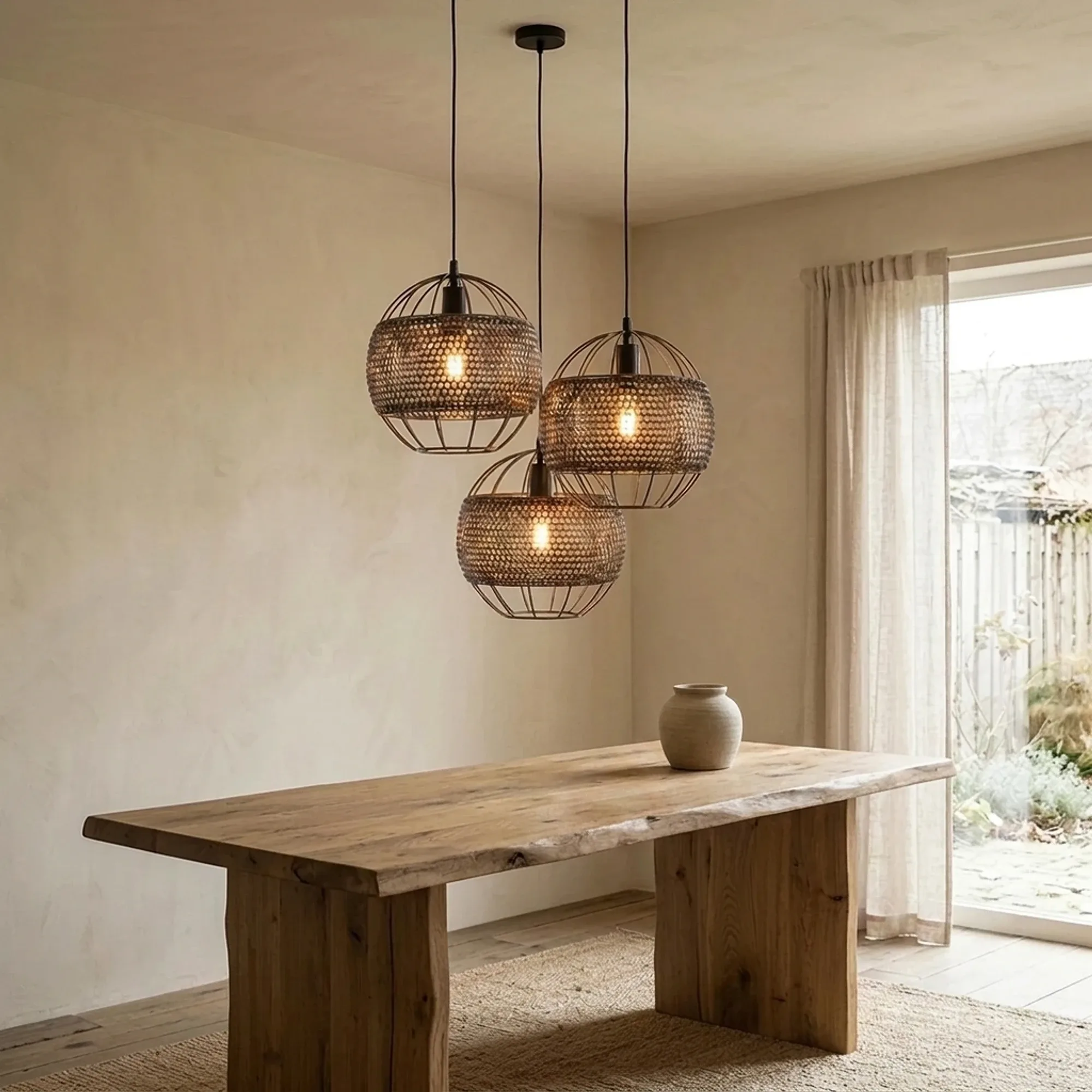 Hanglamp Armor Open 3-lichts / Zwart bruin - Zijlstra