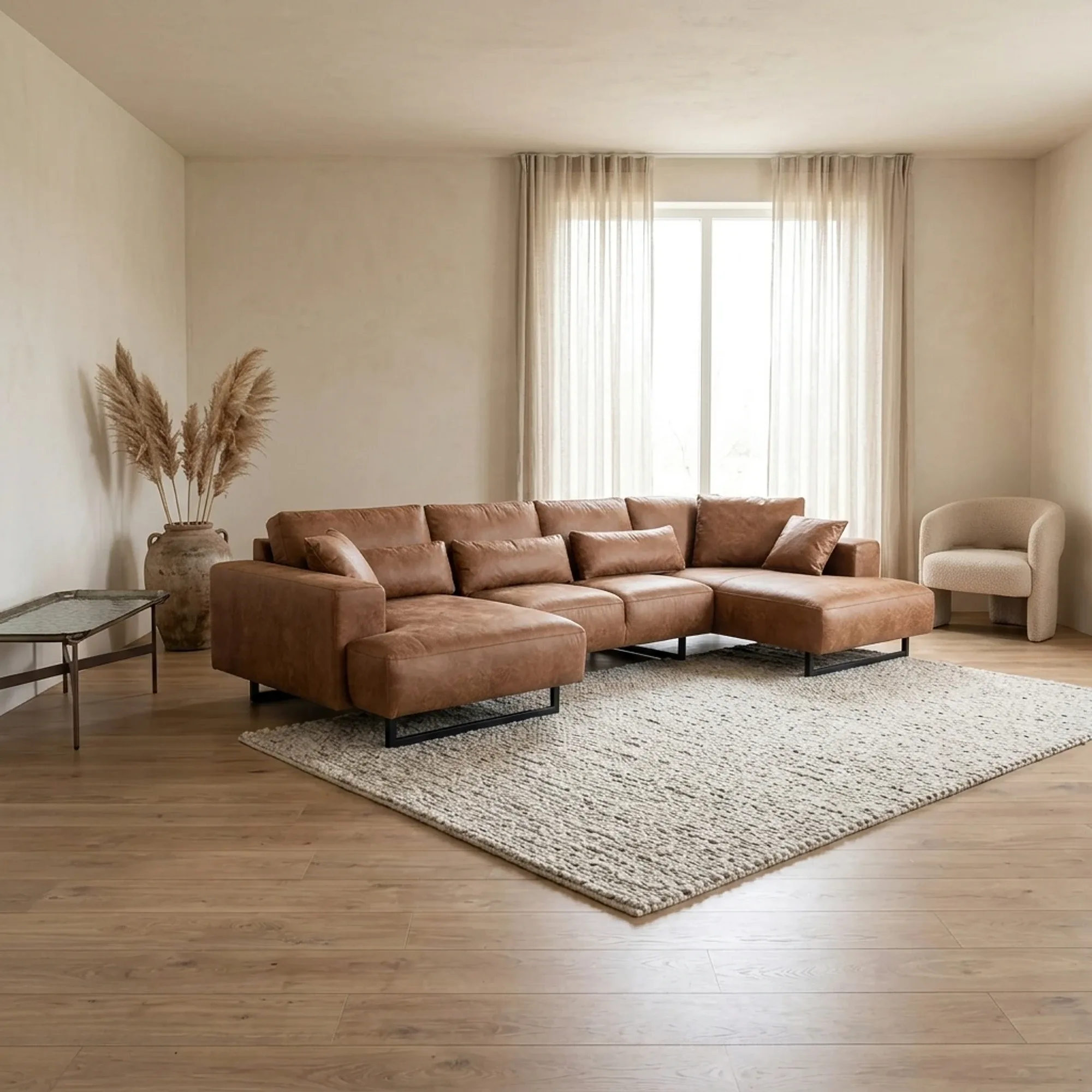 Corner Sofa Genadi cognac - Primavera