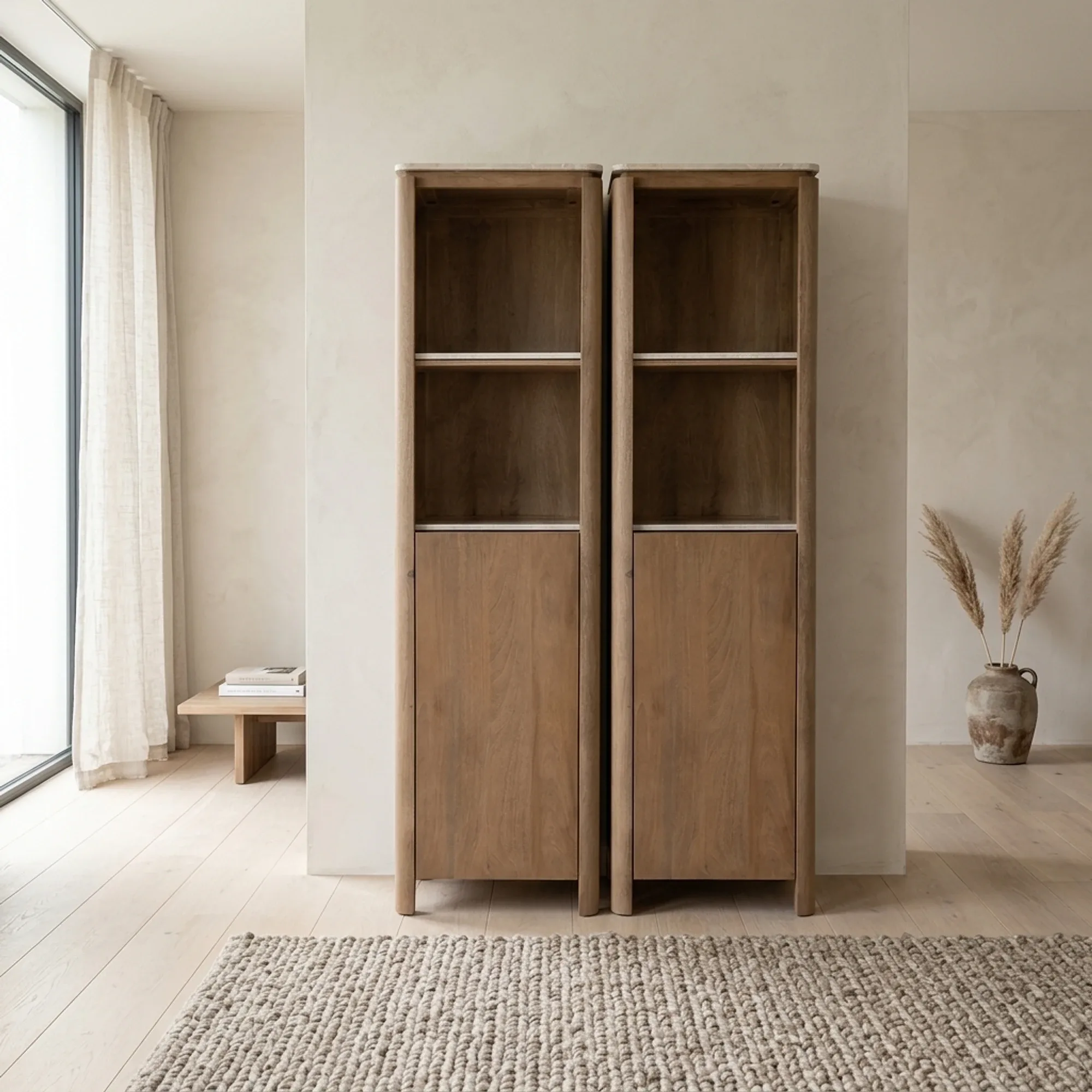 Inlegplank Boekenkast Dallas Beige Marmer Set van 2