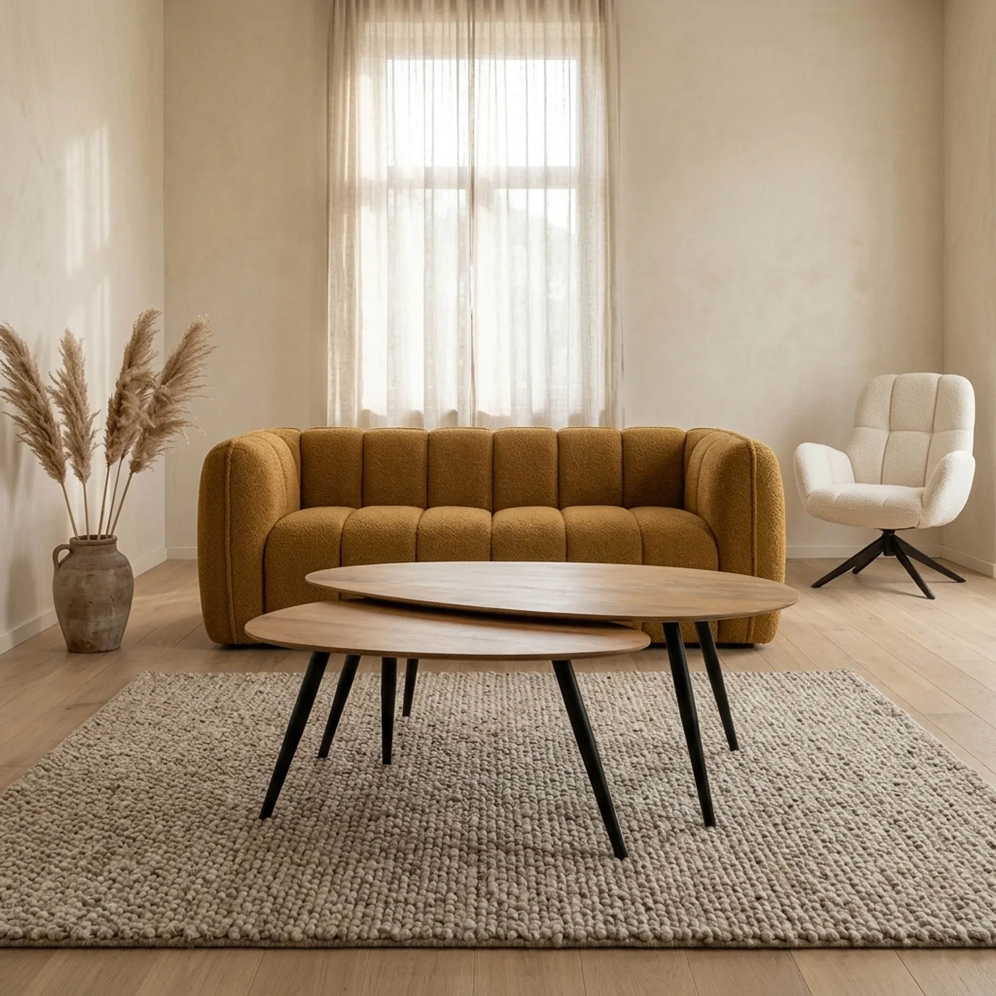 Couchtisch Kassel organisch, 2er-Set, Smooth Natural (17mm) - My Sons