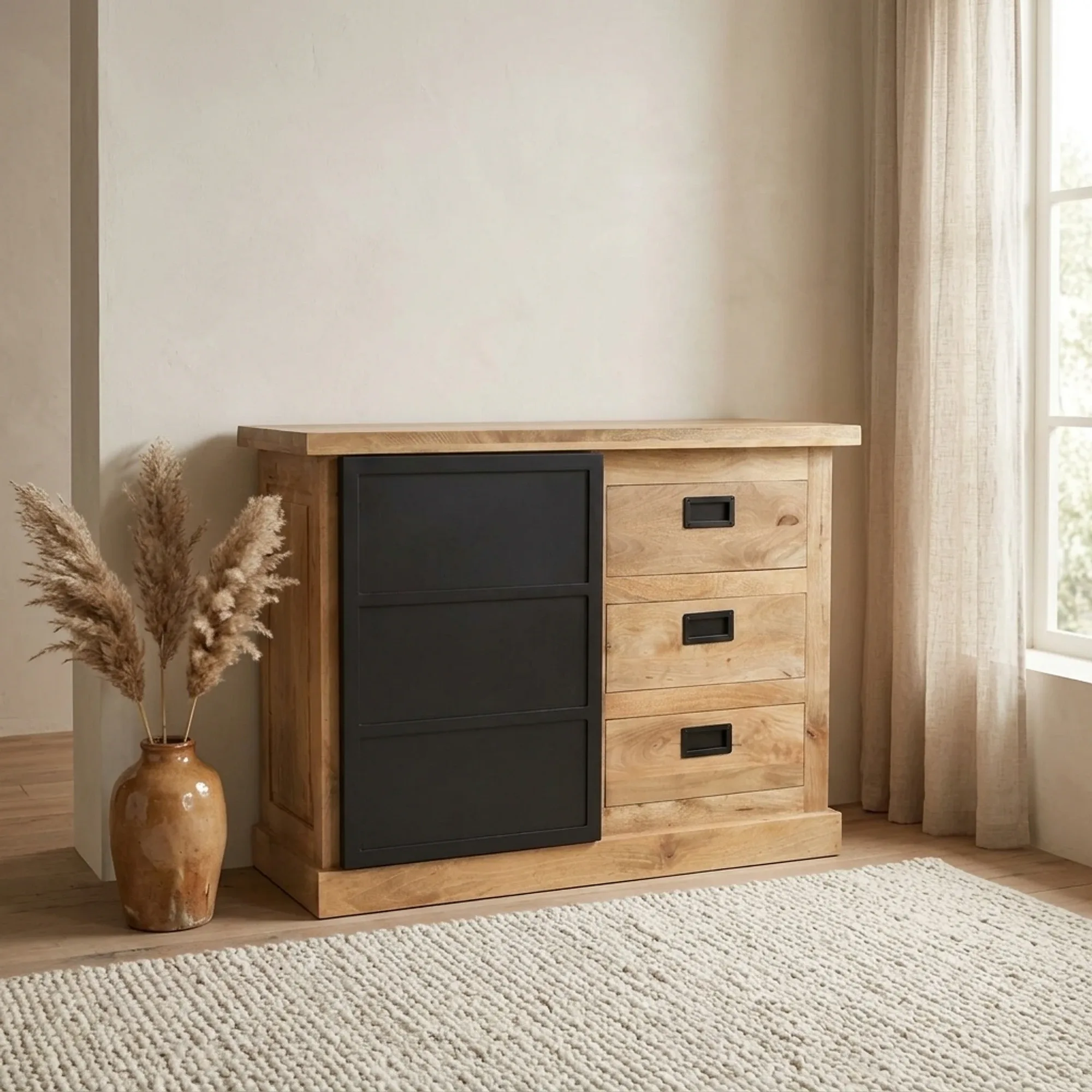 Schubladenschrank Noa Natur Mangoholz 100 cm - Starfurn