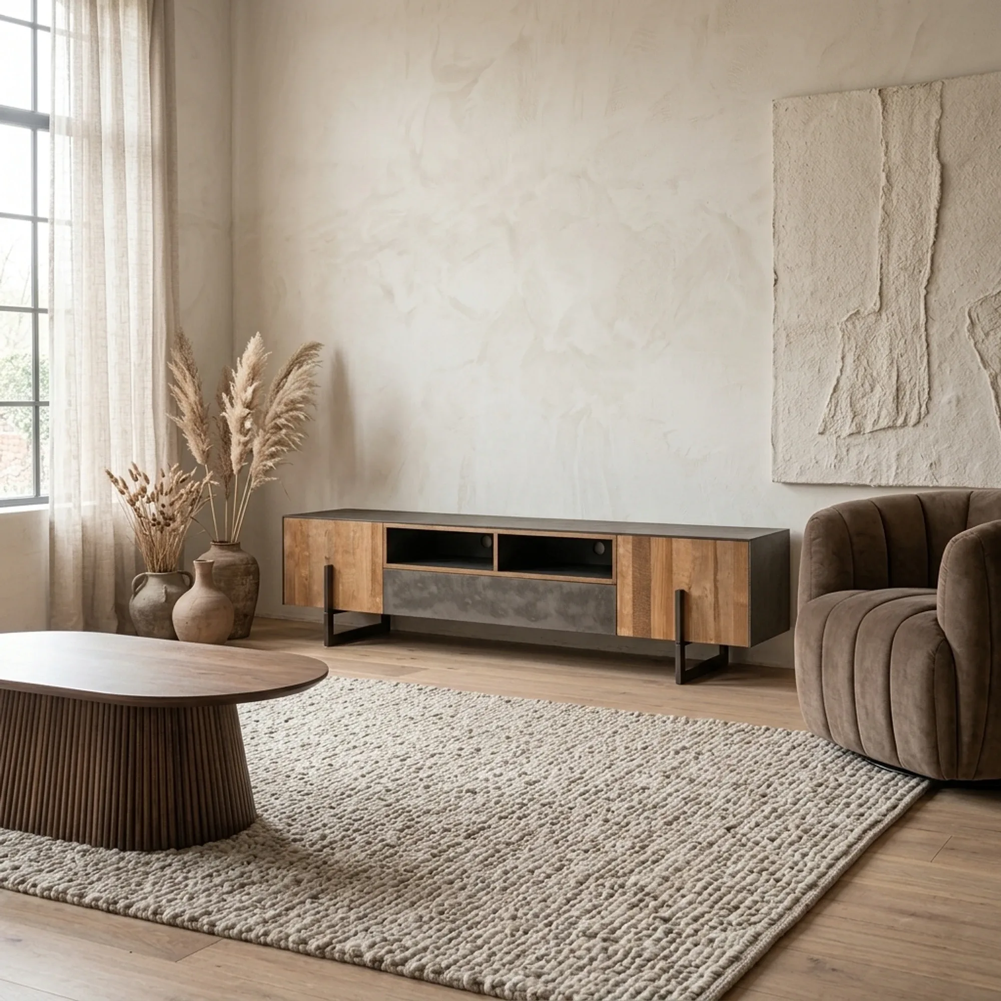 TV-Möbel Ora braun 222 cm (Teakholz) - Tower Living