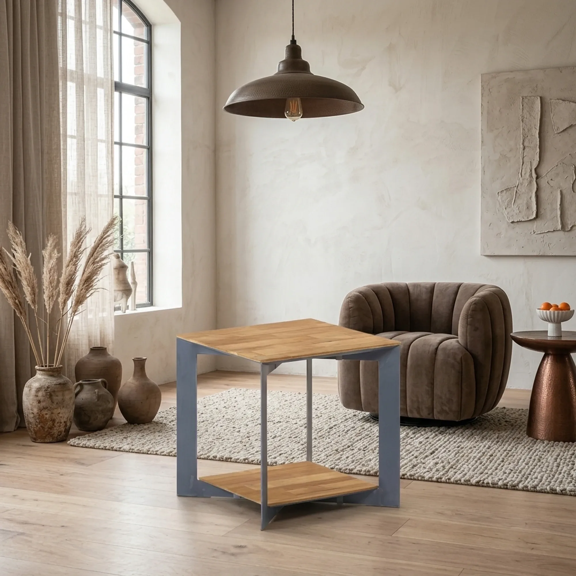 Bijzettafel Pandora bruin vierkant 50 cm - Tower Living