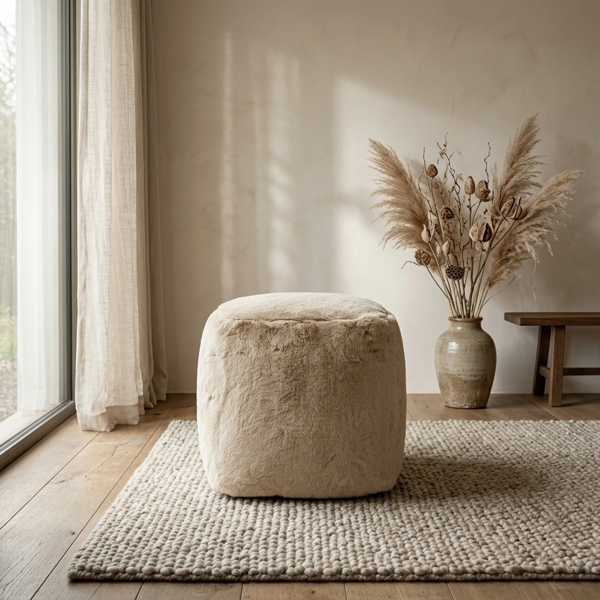 Mosa Beige Pouffe - By-Boo