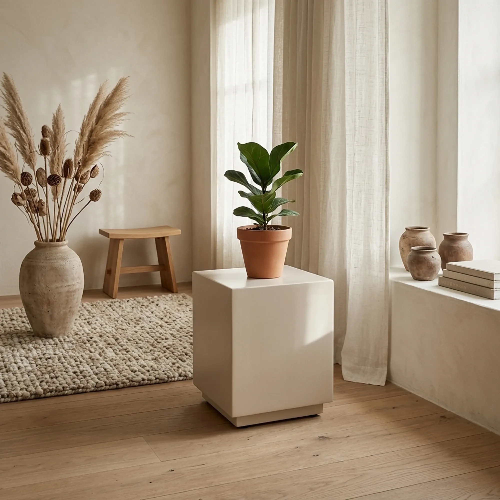Bijzettafel Portico beige vierkant 35x45 cm - Tower Living