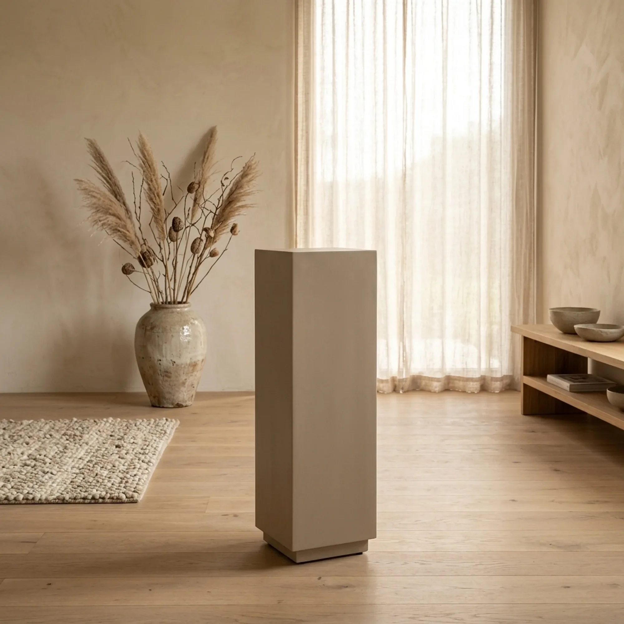 Bijzettafel Portico beige vierkant 35x35x90 cm - Tower Living