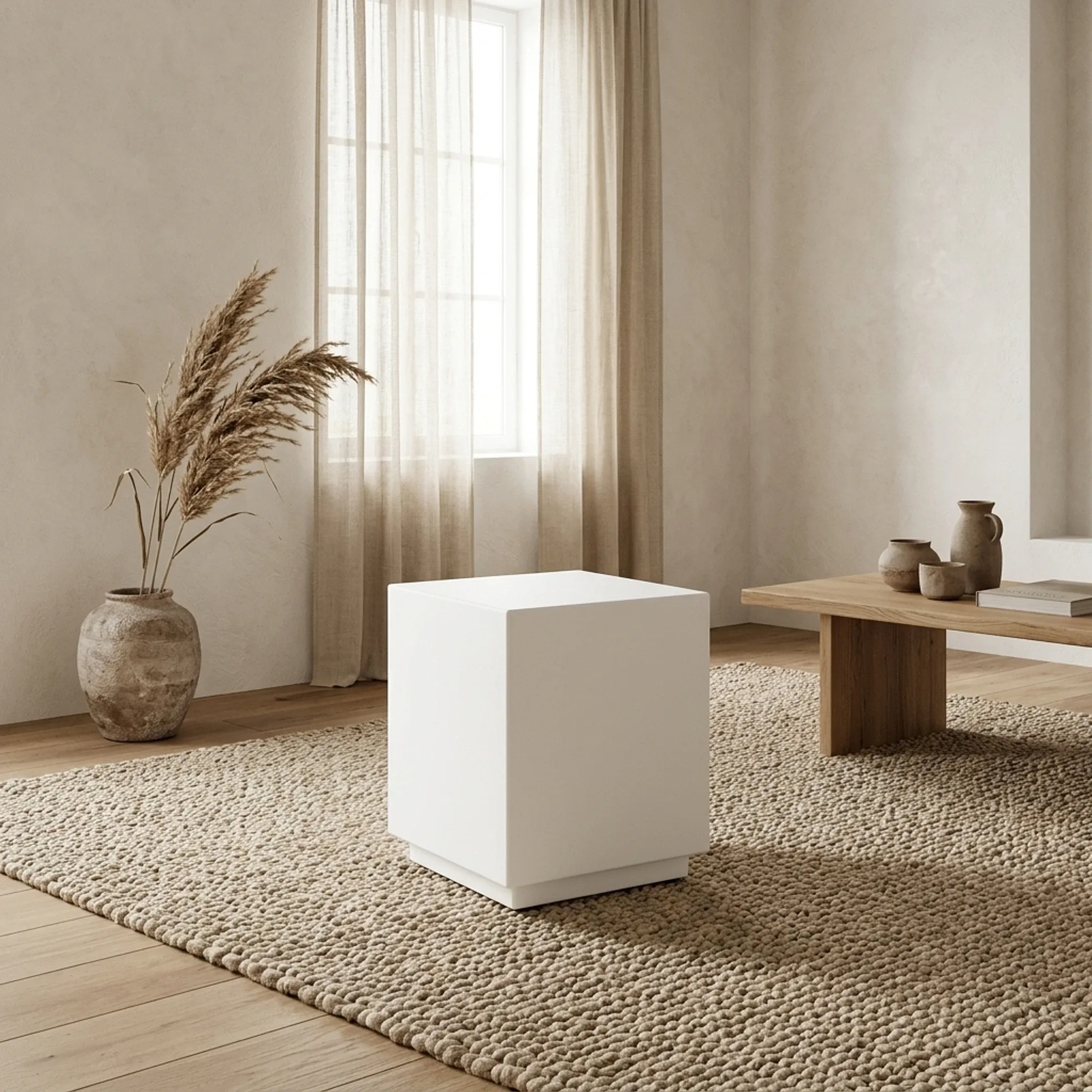 Bijzettafel Portico wit vierkant 35x45 cm - Tower Living