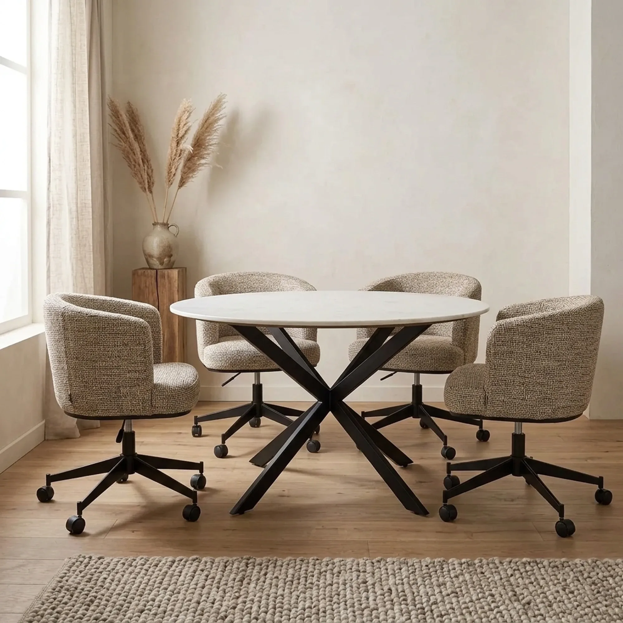 Ronde eettafel Lynn Wit Marmer 130 cm - Starfurn