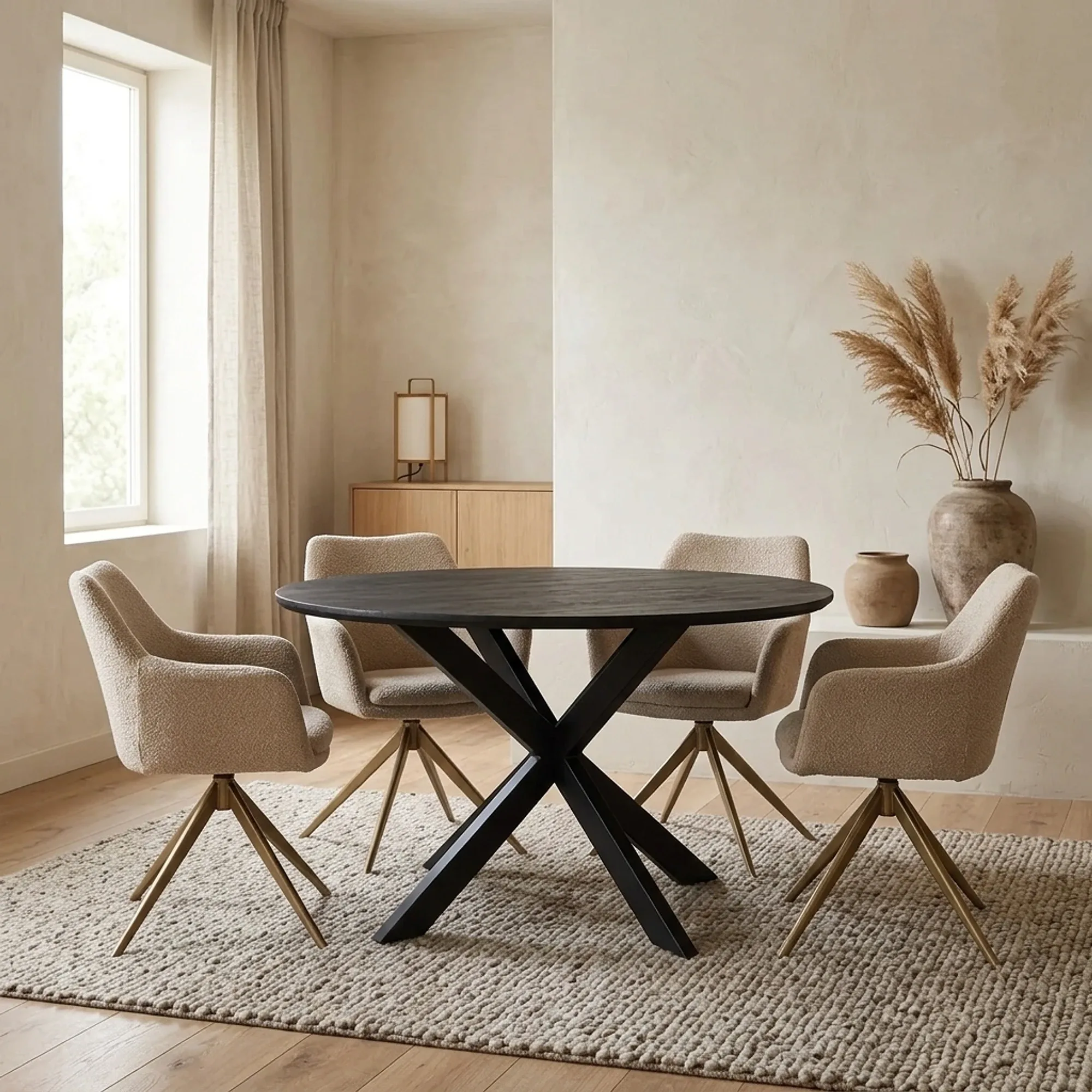 Ronde eettafel New York Zwart Mangohout 130 cm - Starfurn