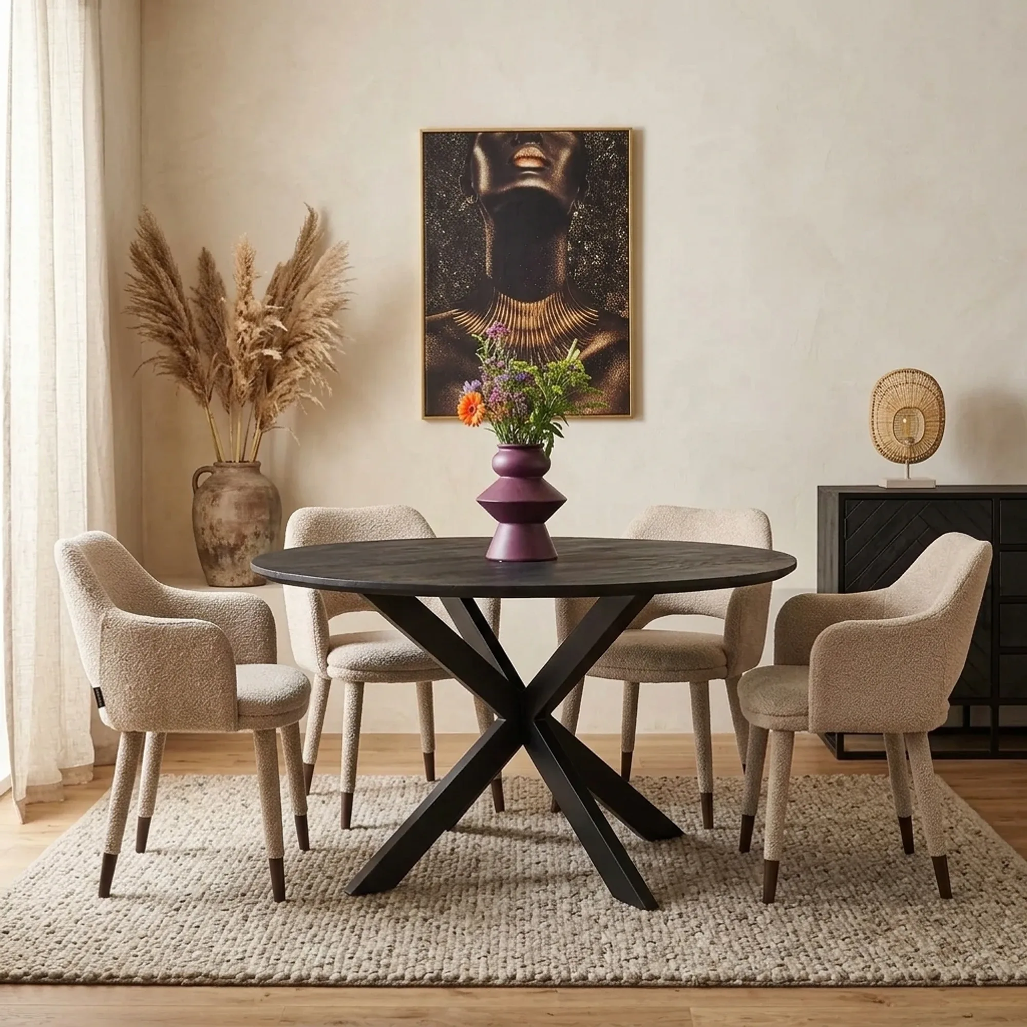 Ronde eettafel New York Zwart Mangohout 140 cm - Starfurn