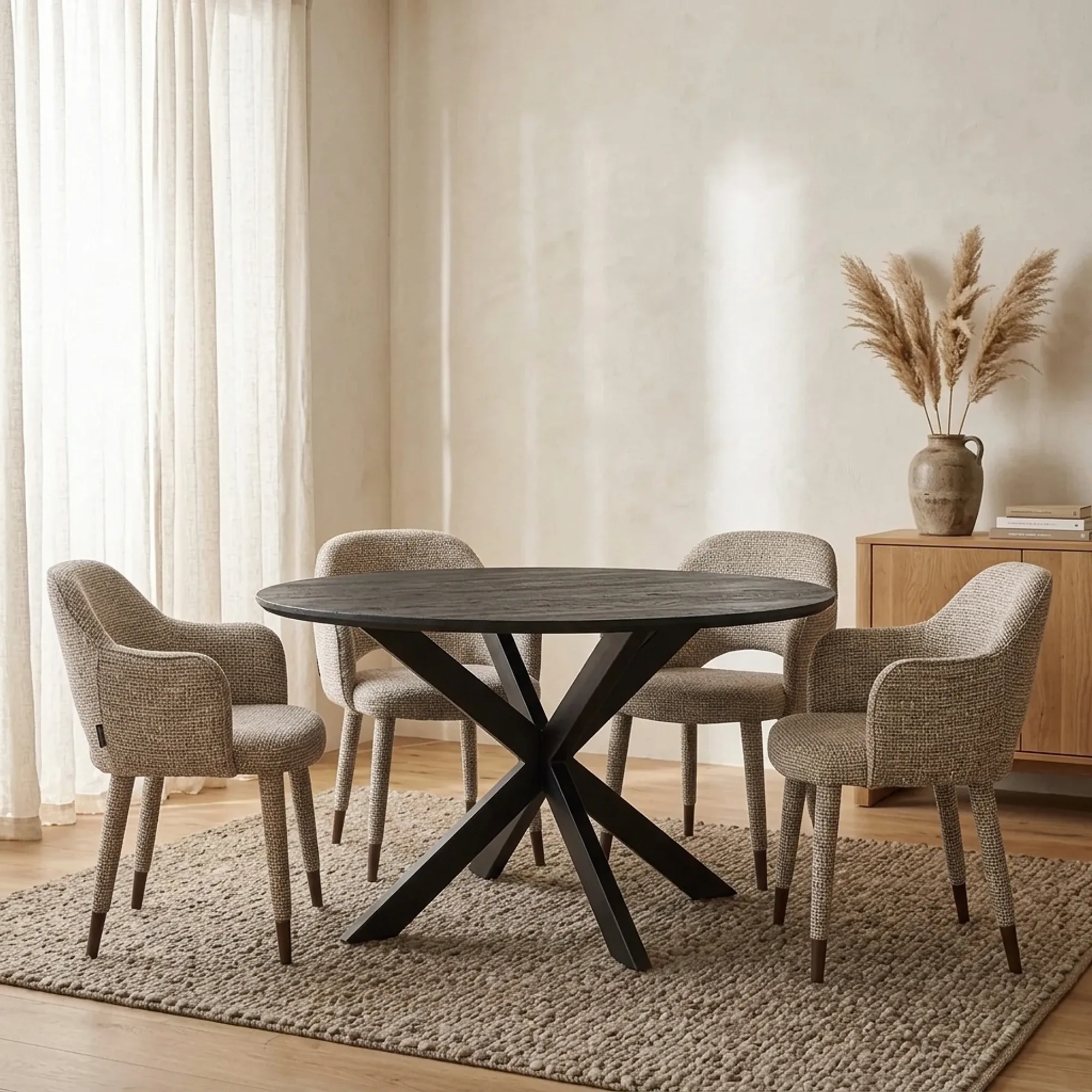 Ronde eettafel New York Zwart Mangohout 150 cm - Starfurn