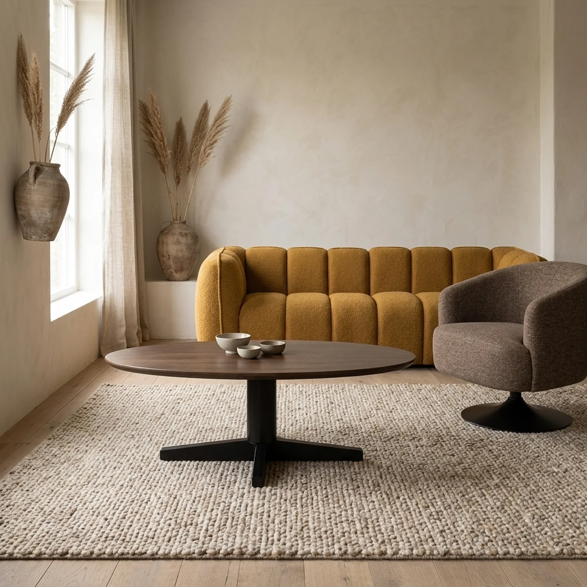 Coffee table 130, organic, leg Black, Mango Brown Walnut - My Sons