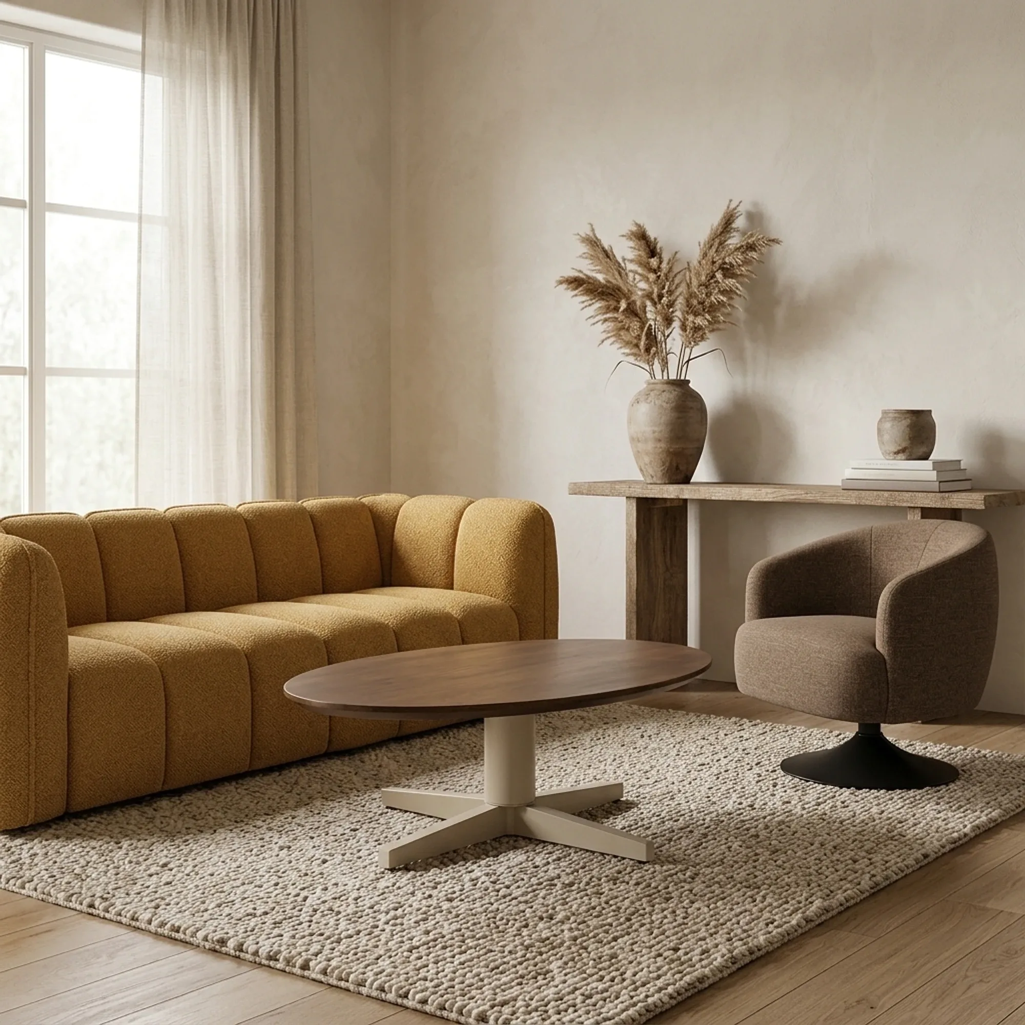 Couchtisch Scorpio 130 cm, oval, Fuß beige - My Sons