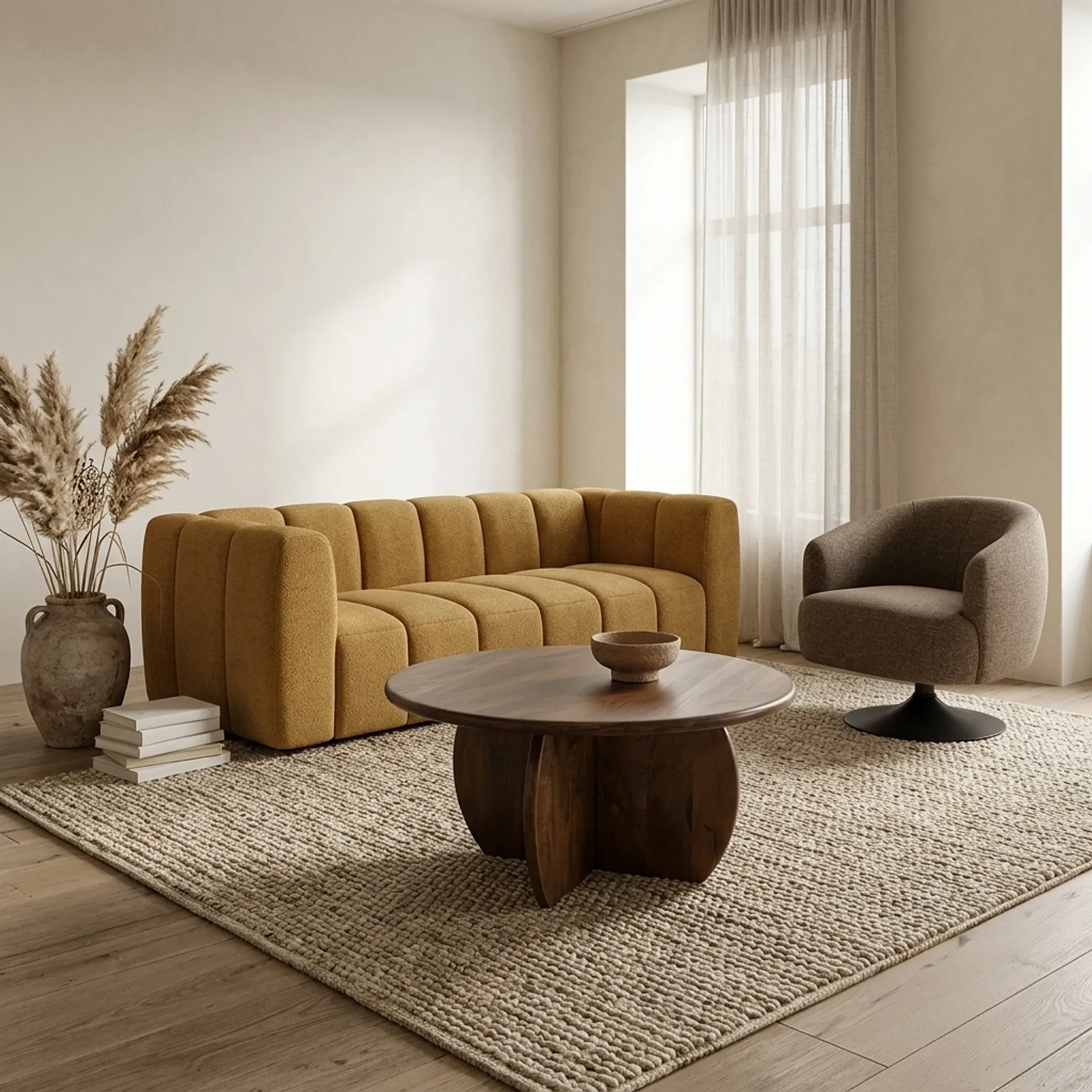 Coffee Table Ø80, Mango Brown Walnut, Belly Table Collection - My Sons