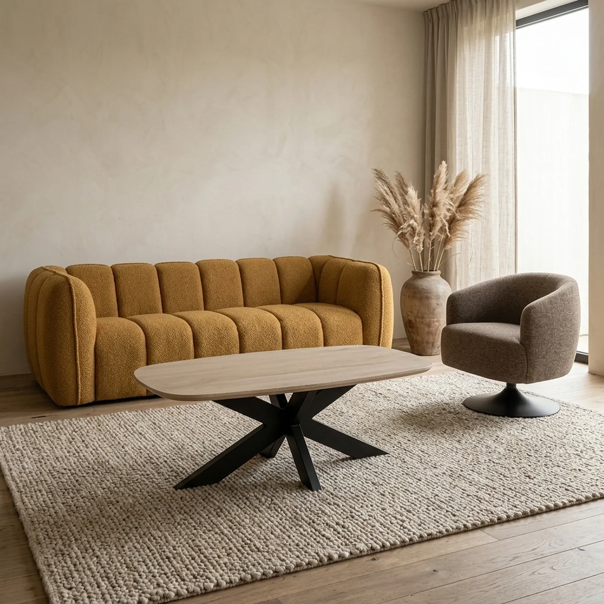 Couchtisch Akagi dänisch oval 120 cm, Mango aschblond - My Sons