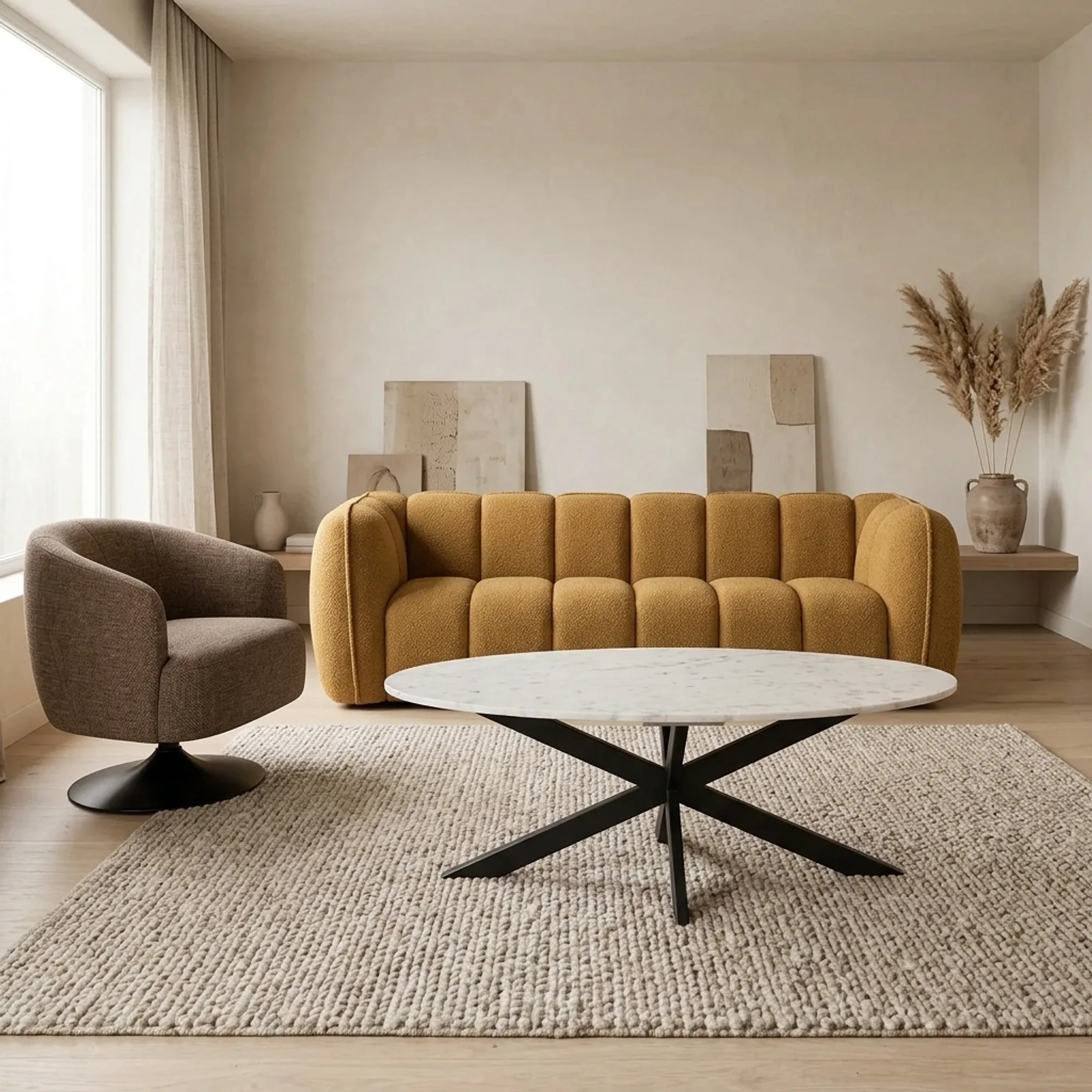 Coffee Table Faye White Marble | 130 cm | Oval