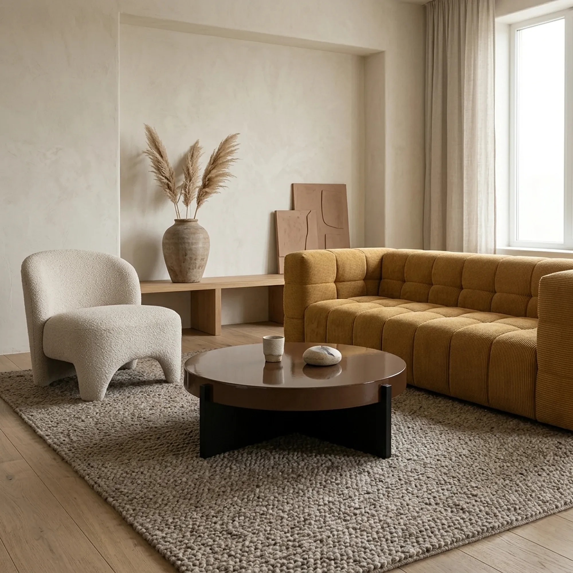 Couchtisch Juliet MDF in einem modernen Wohnzimmer, mit einem bequemen Sofa und Sessel - Eleonora