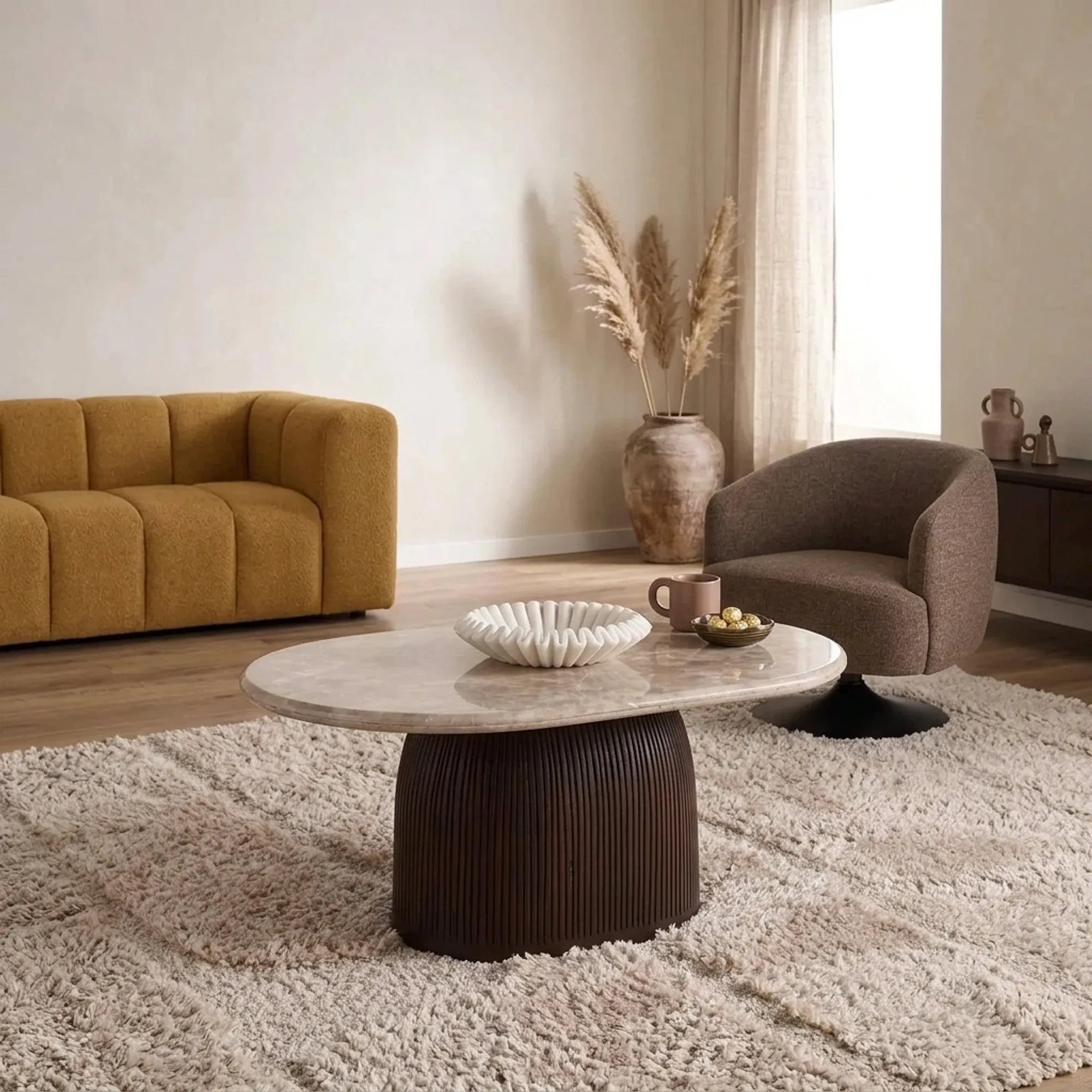 Couchtisch Nöl Braun Marmor 90 cm - Starfurn