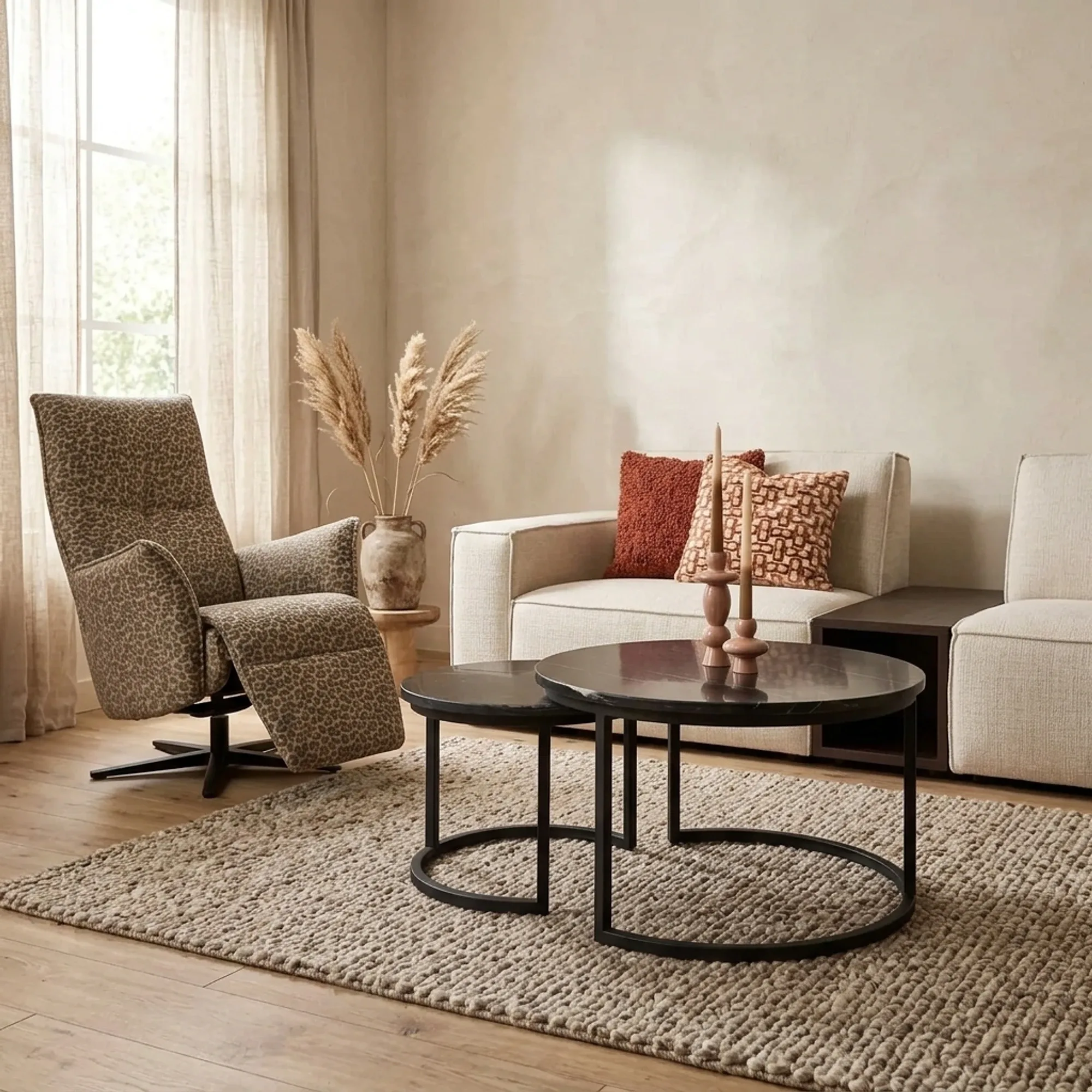 Salontafel Nova Black marble | 70 cm | Set van 2